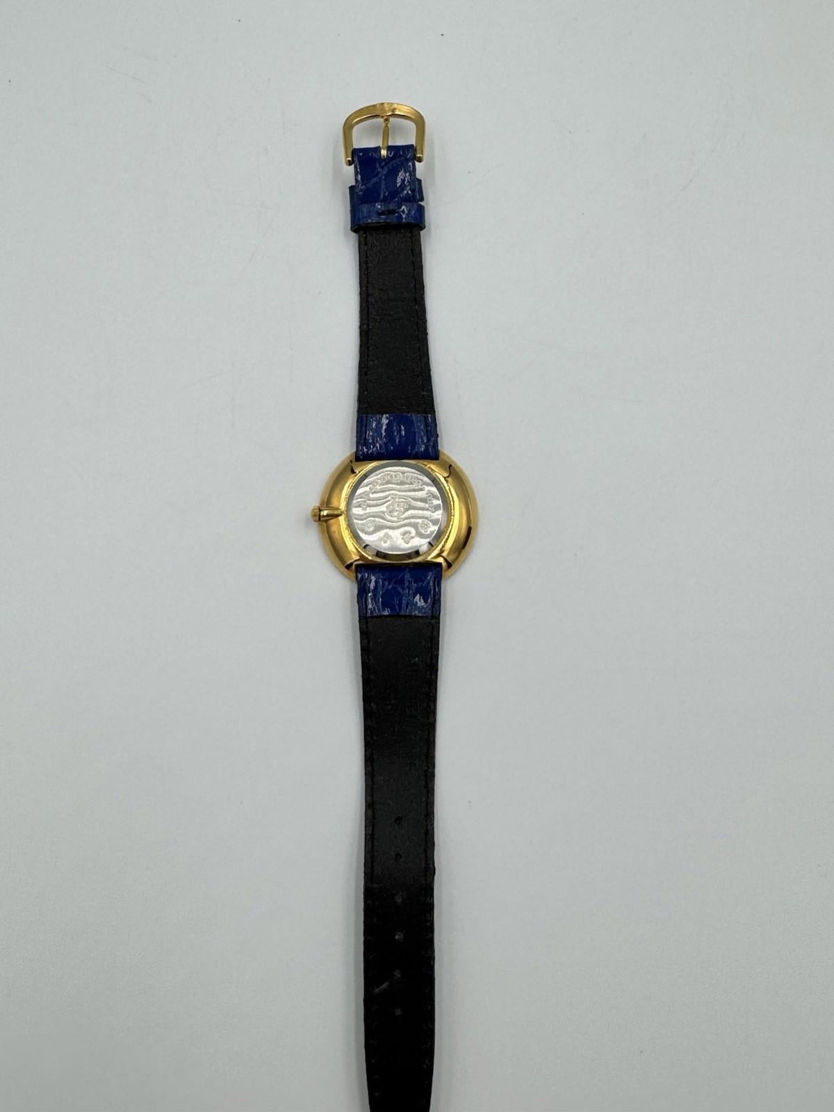 Jacques Farel Blue Gold Ladies Watch Japan Movement Leather
