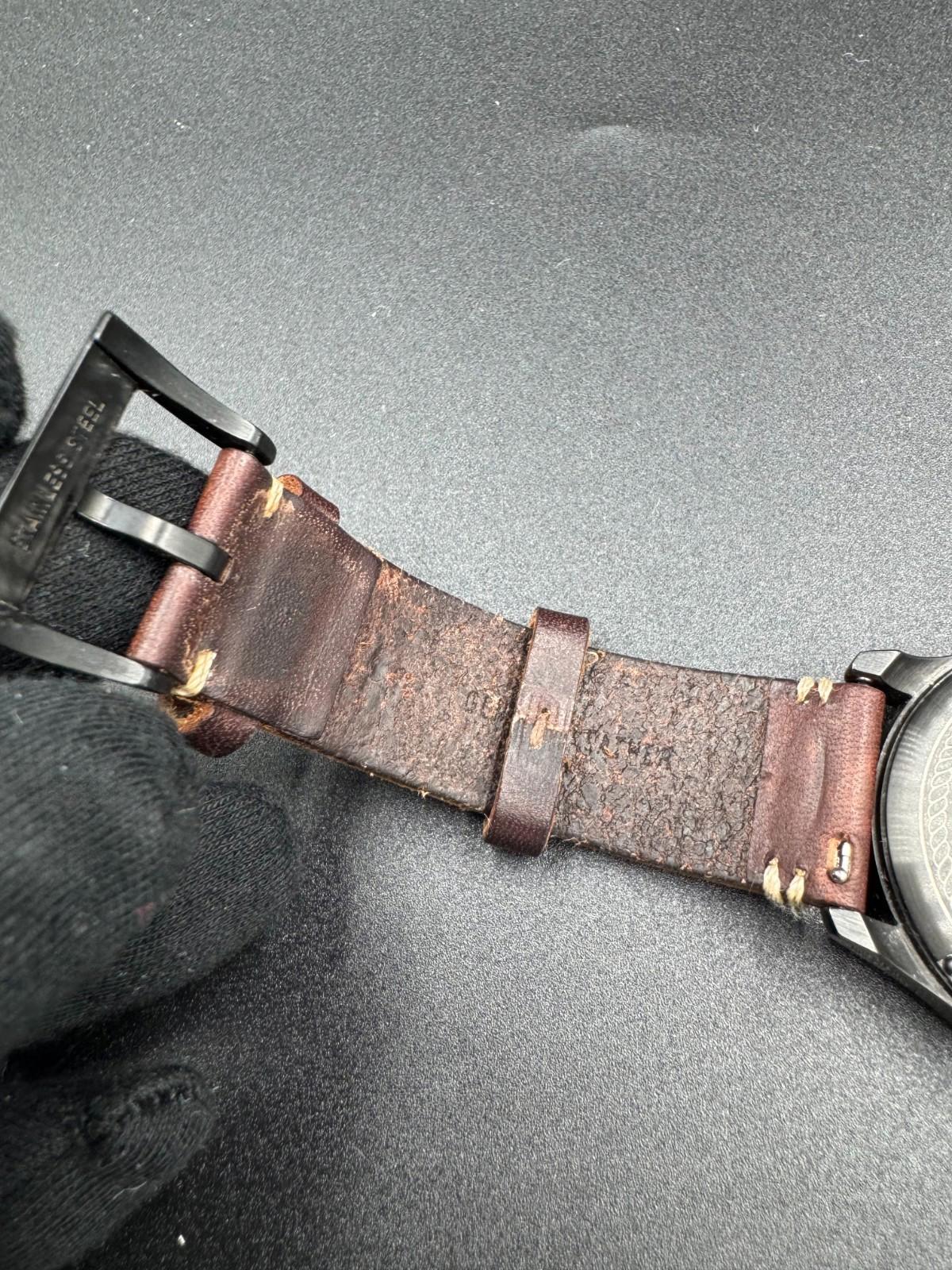 Jack Mason JM-A101 Aviation Black PVD Pilot Watch Leather Strap 42mm - Rare VG+