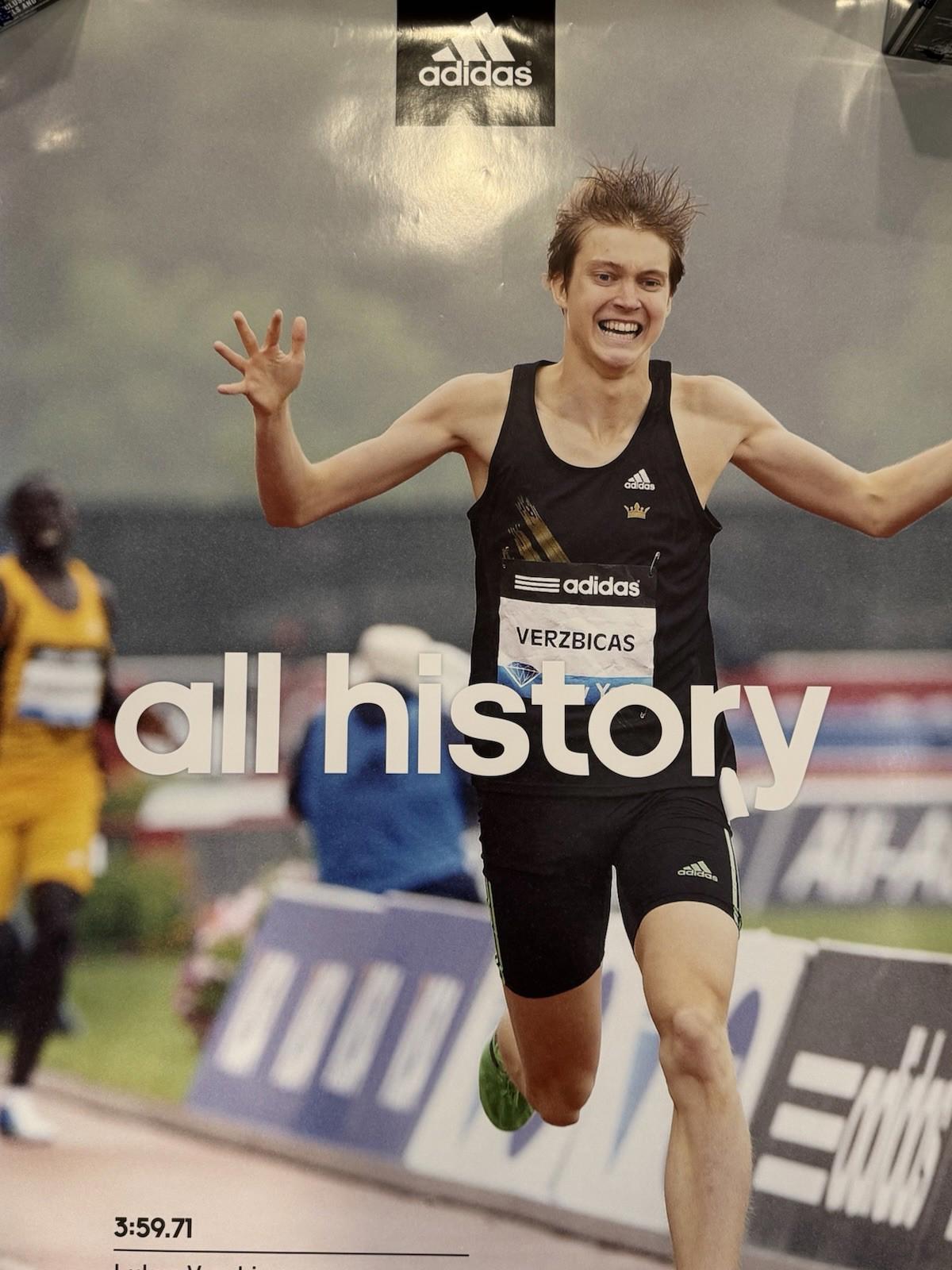 Adidas Lukas Verzbicas Boys' Dream Mile 2011 Poster 24x36 Track Rare All History