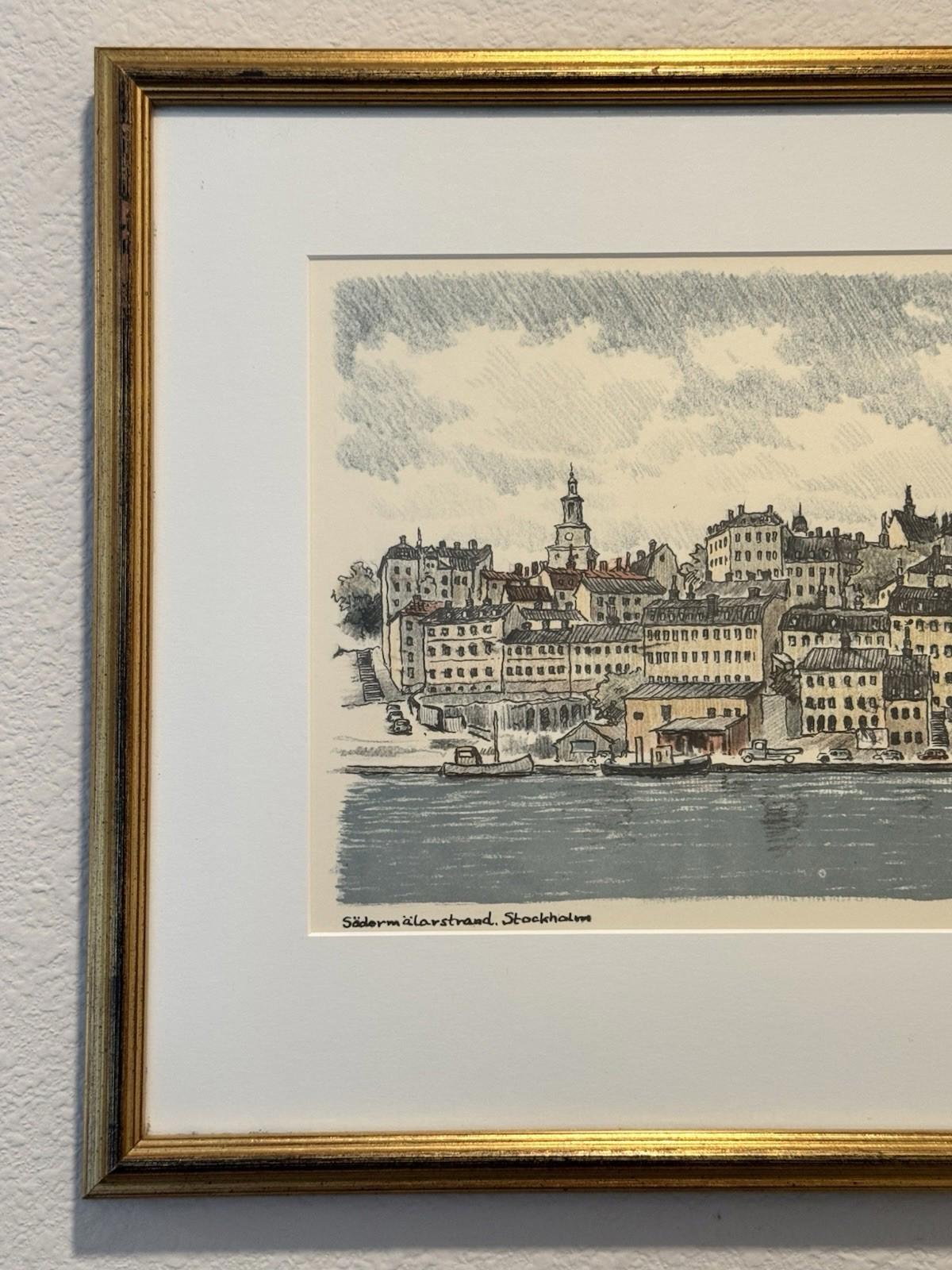 Cityscape Of Stockholm Söder Mälarstrand Signed R Eriksson
