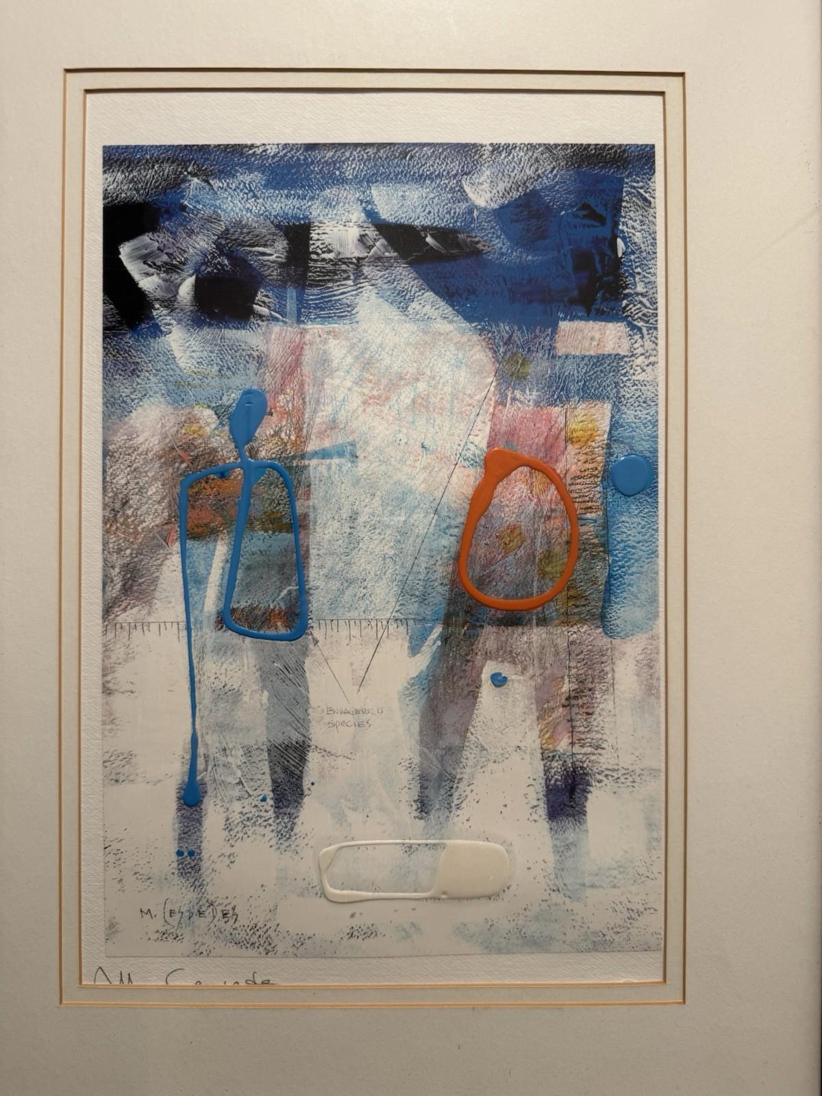 Signed Mario Cespedes Abstract Mixed Media Framed Original