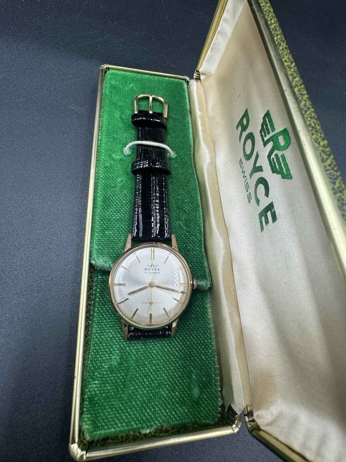 Vintage Royce 17 Jewels Automatic Watch Gold Case Swiss Made – Original Box Srvc
