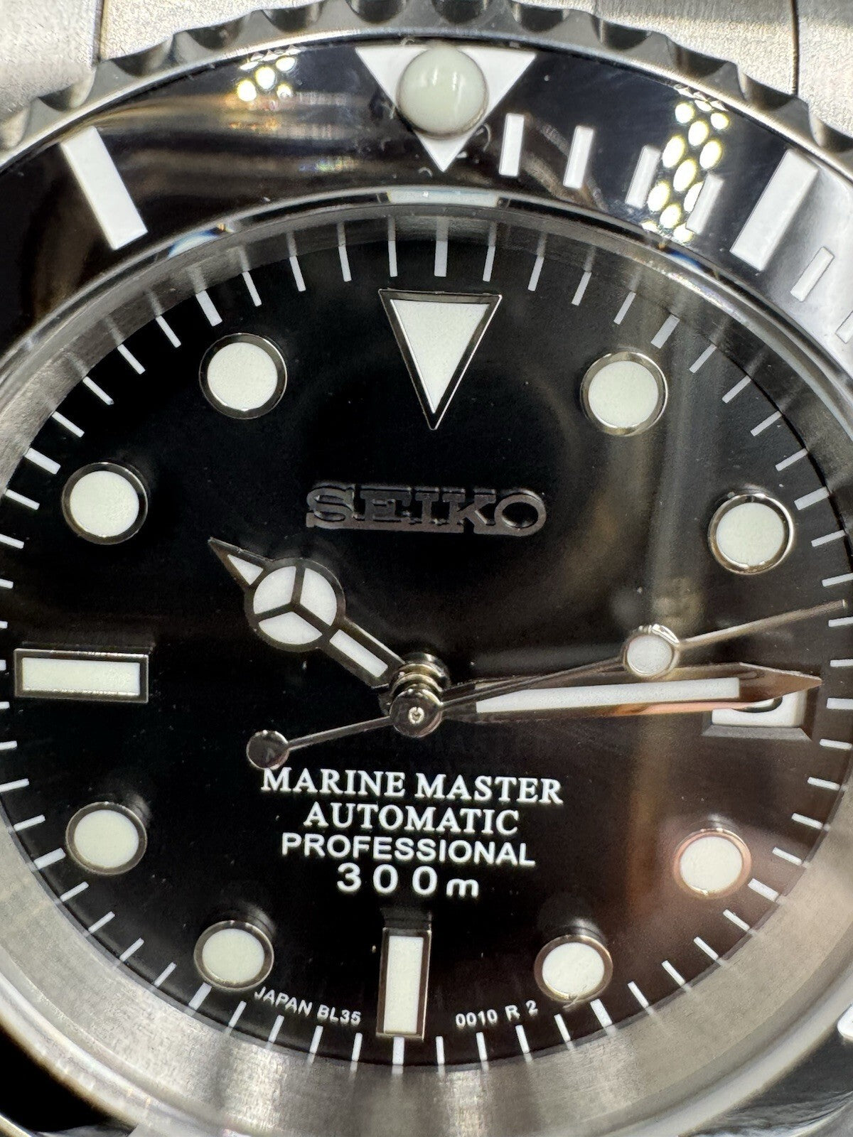 Seiko Mod Marine Master Black Dial with Genuine Seiko NH35 Movement Stainless St