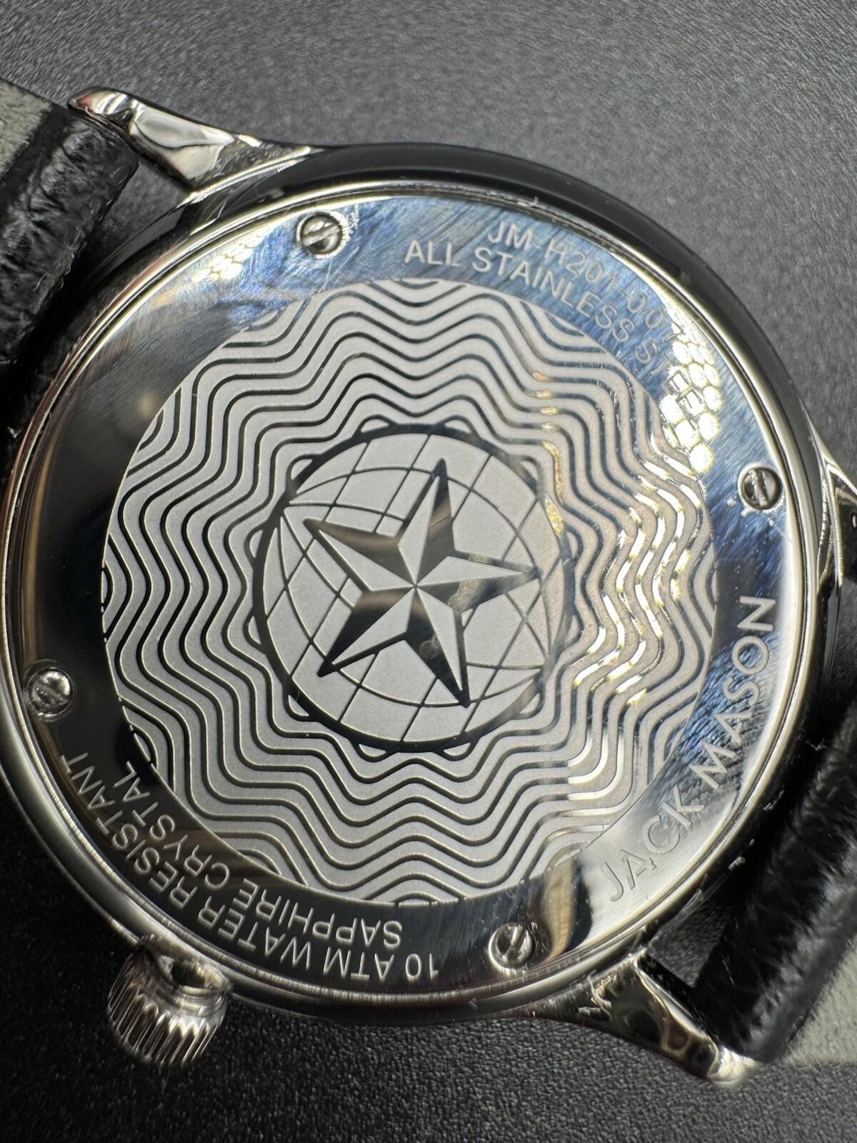 Jack Mason Ellum Watch Naby Blue Black Leather JM-H201-007 Brand New Rare 10ATM