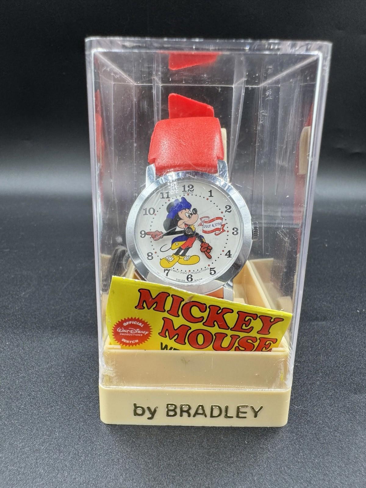 Bradley Mickey Mouse Bicentennial Watch 1976 Swiss In Box Commemorative Edition
