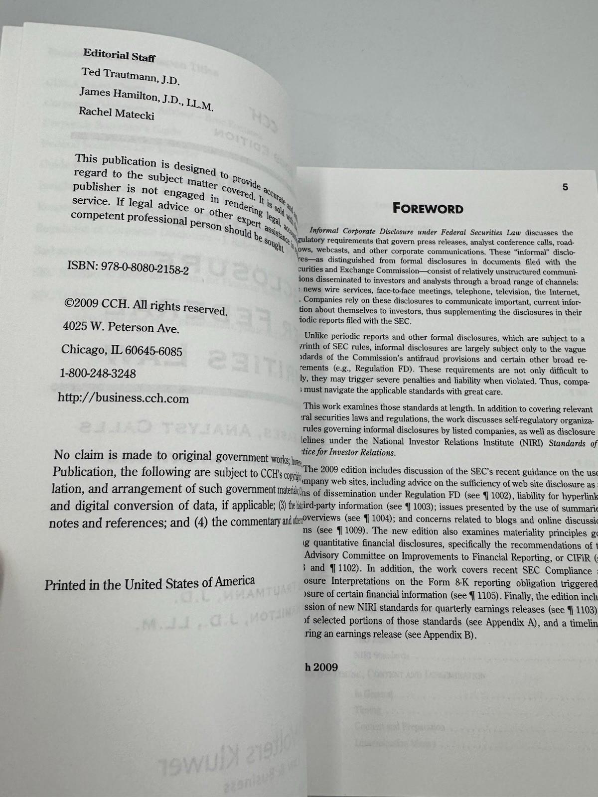 Informal Corporate Disclosure Under Federal Securities Law 2009 Edition Wolters