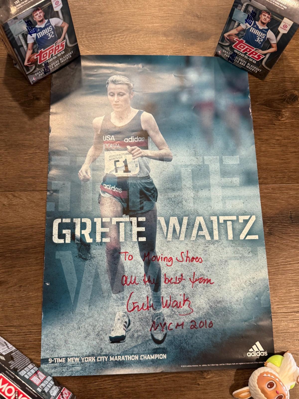 Olympic Runner GRETE WAITZ Signed Autographed Adidas Poster NYCM 2016 9 time Win