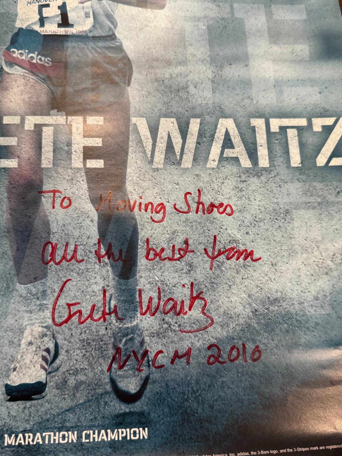 Olympic Runner GRETE WAITZ Signed Autographed Adidas Poster NYCM 2016 9 time Win