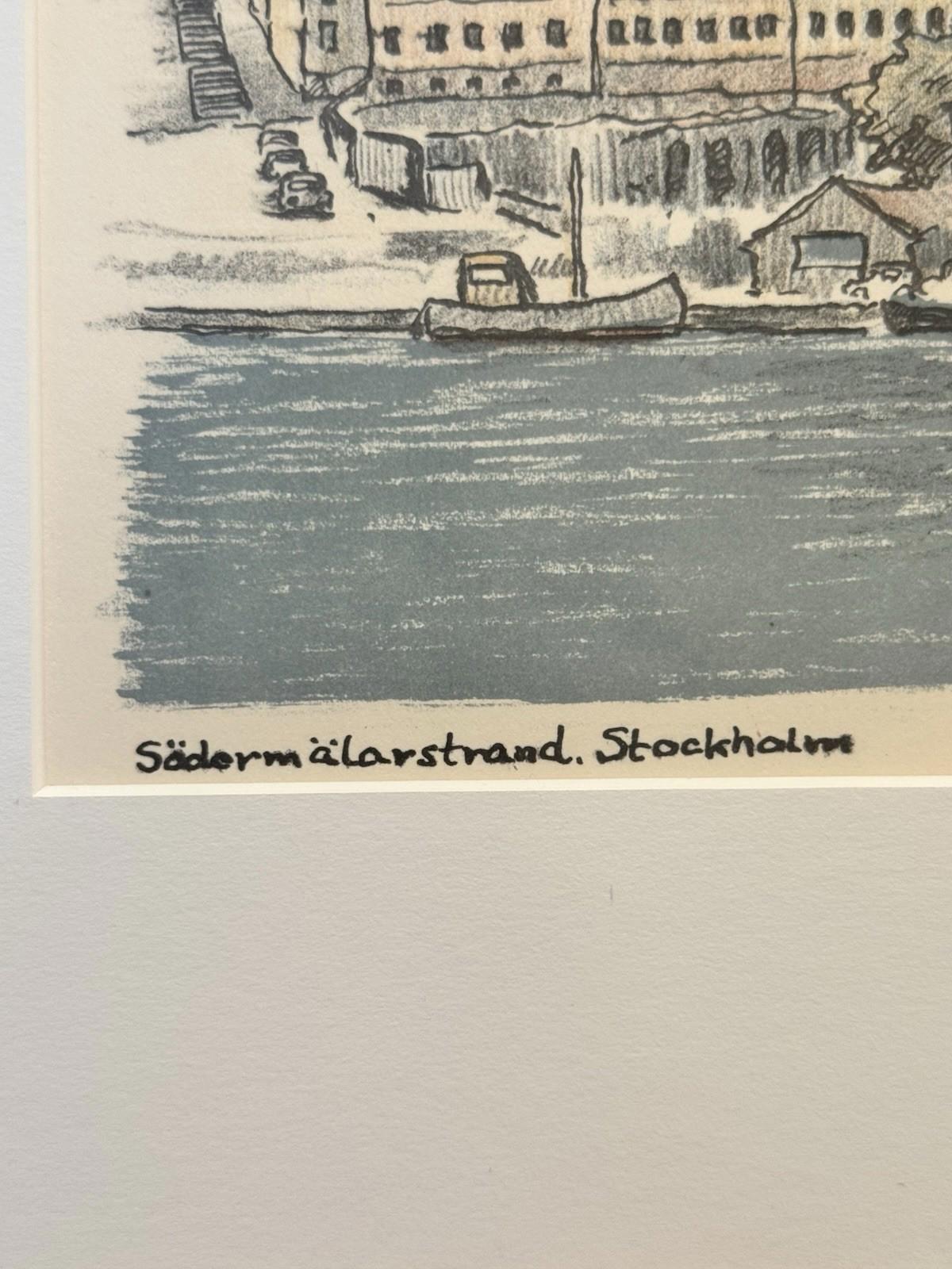 Cityscape Of Stockholm Söder Mälarstrand Signed R Eriksson