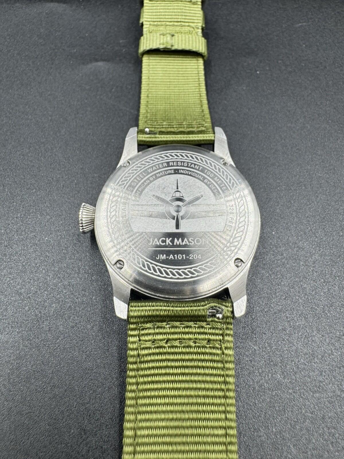 Jack Mason Aviation JM-A101-204 Green Nylon Strap 42mm Pilot Watch Missing Screw