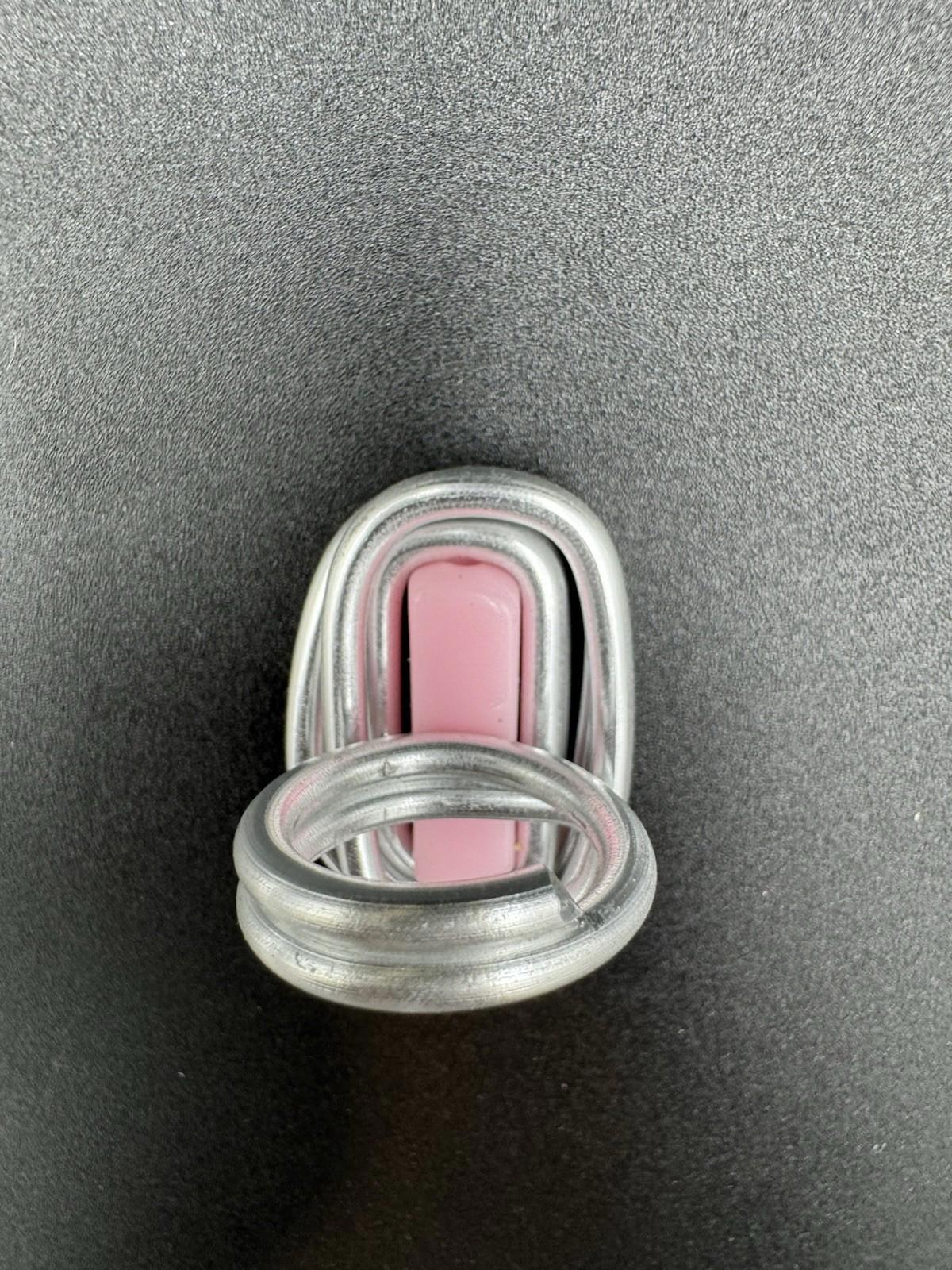 Handmade Bauhaus Inspired Aluminum Puzzle Ring Argentine Designer Pink Rectangle