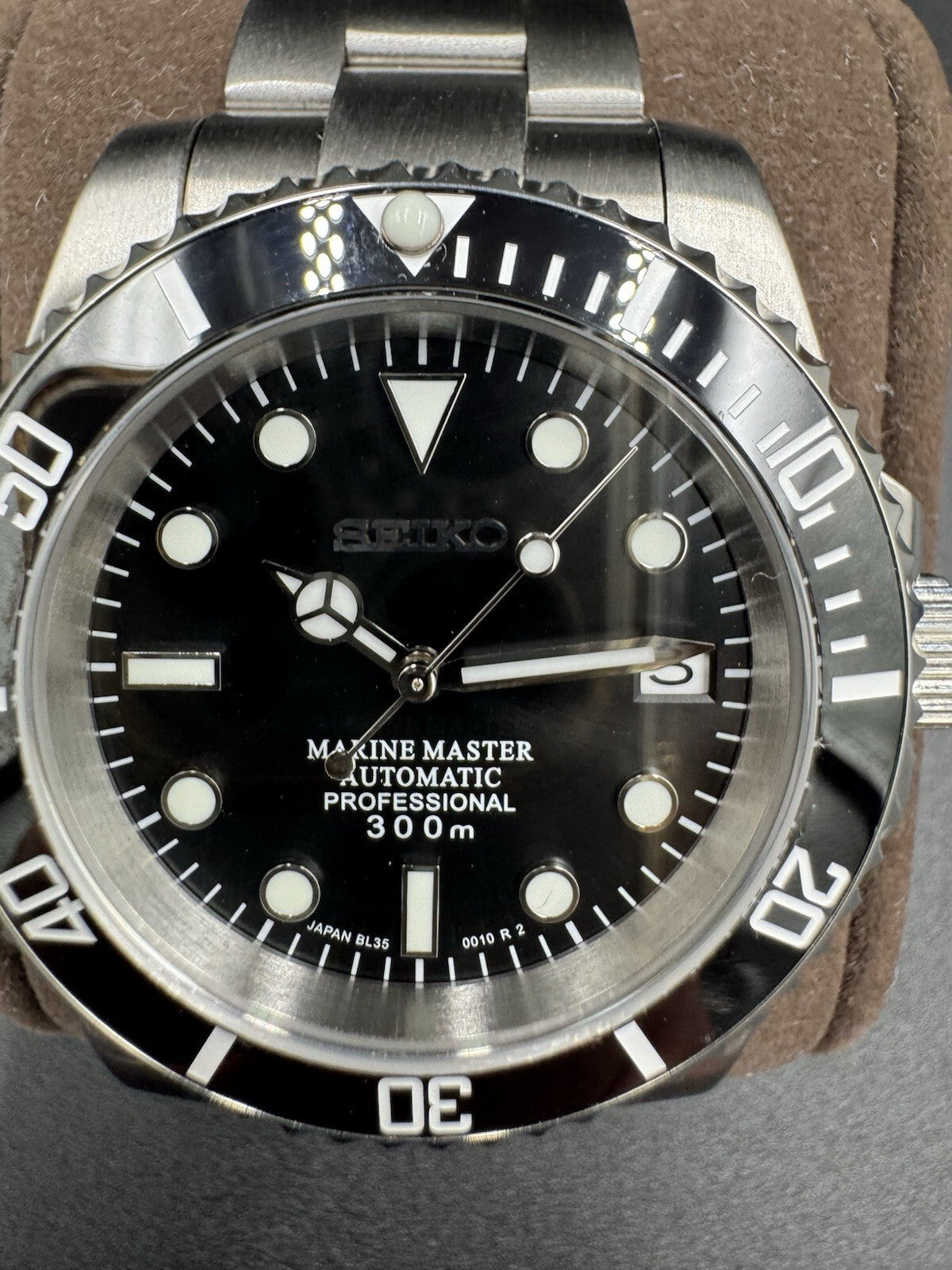 Seiko Mod Marine Master Black Dial with Genuine Seiko NH35 Movement Stainless St