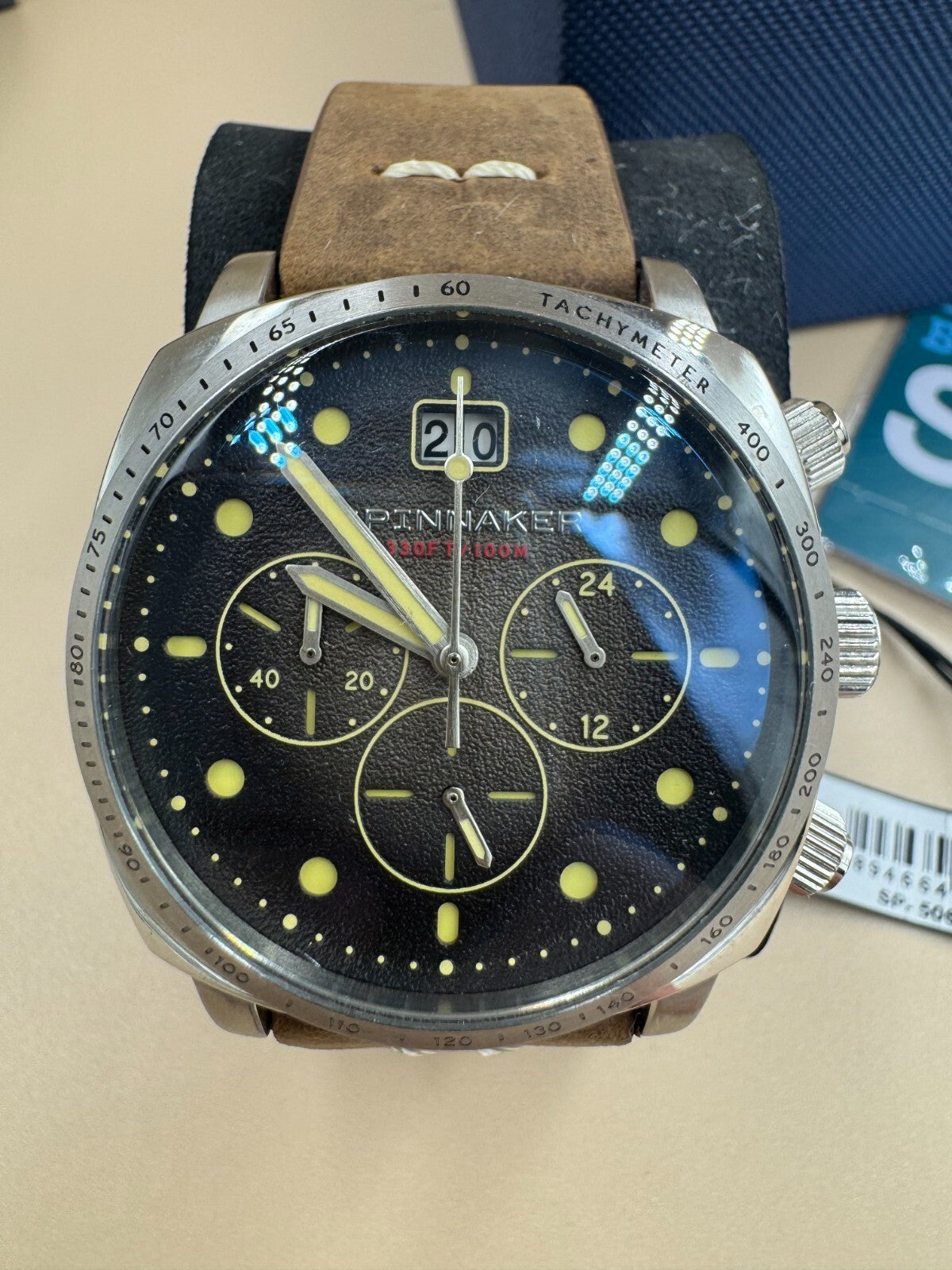 Spinnaker Hull SP-5068-02 Mens Chronograph 42mm Watch Brown Dial w Box and Paper