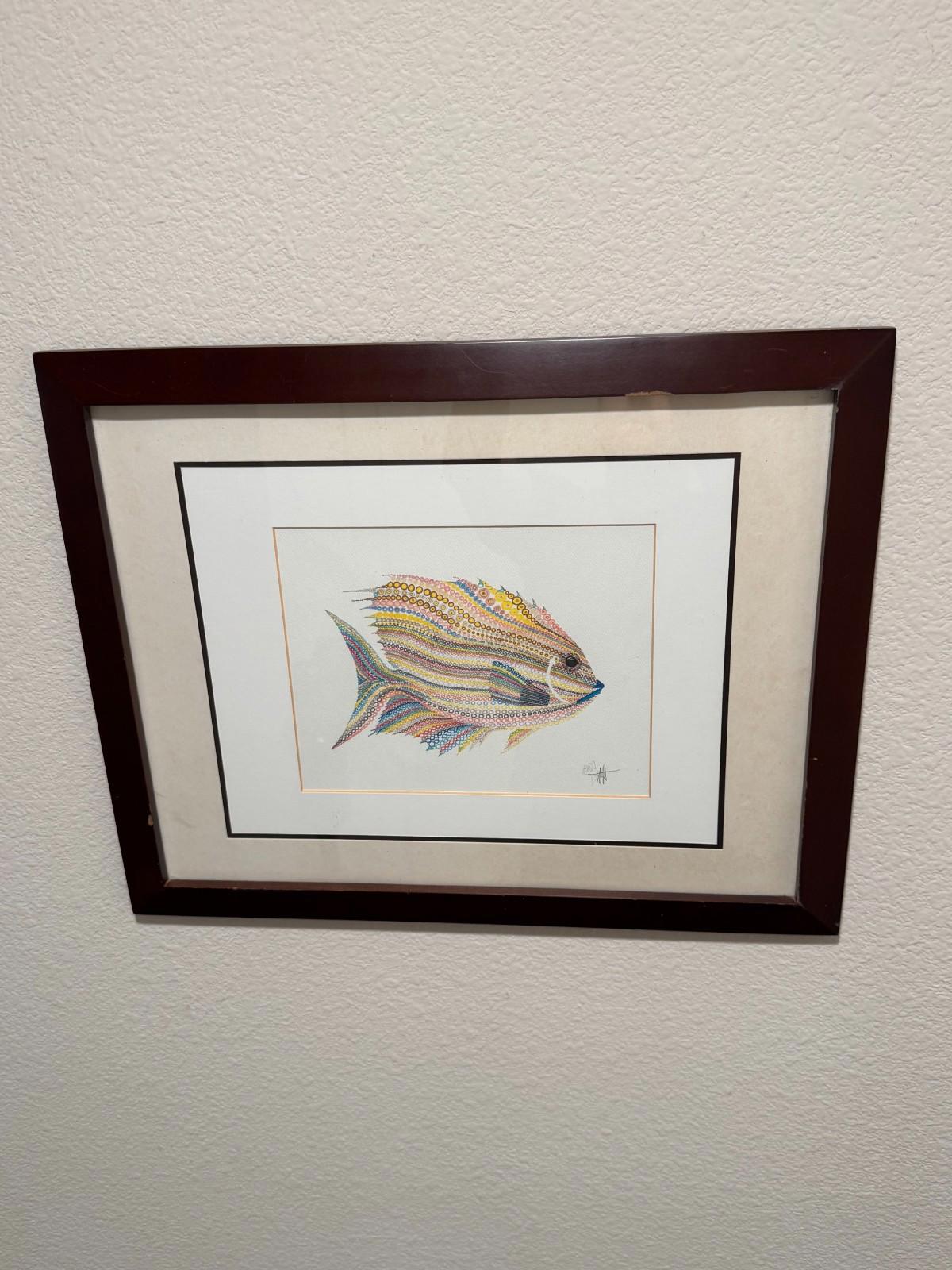 Scott Wright La Jolla Artist Framed Lionfish Watercolor Artwork Framed Bird Rock