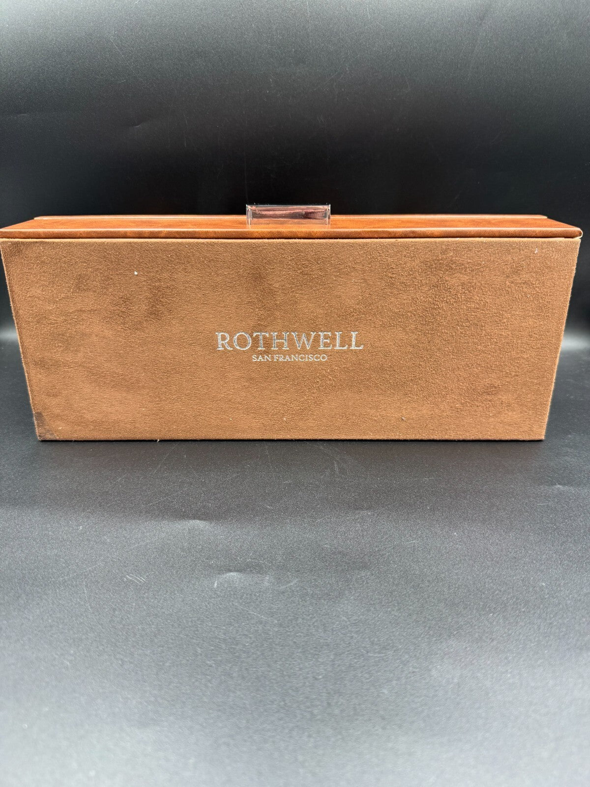 ROTHWELL 4 Slot Leather Watch Box with Valet Drawer - Luxury Case Display Brown