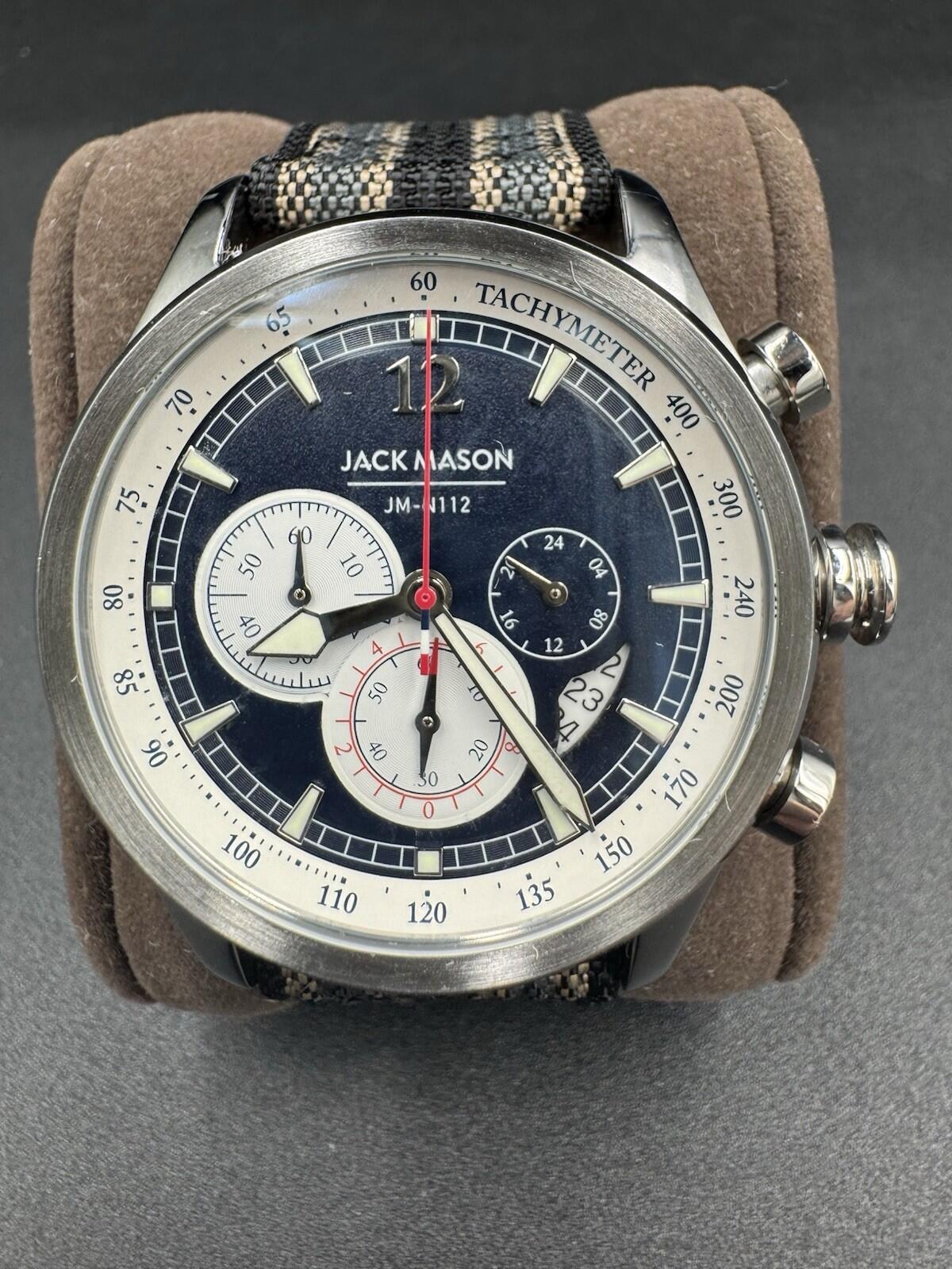 Jack Mason Nautical Chronograph Watch JM-N112-009 Blue and White Dial 42mm - VG+