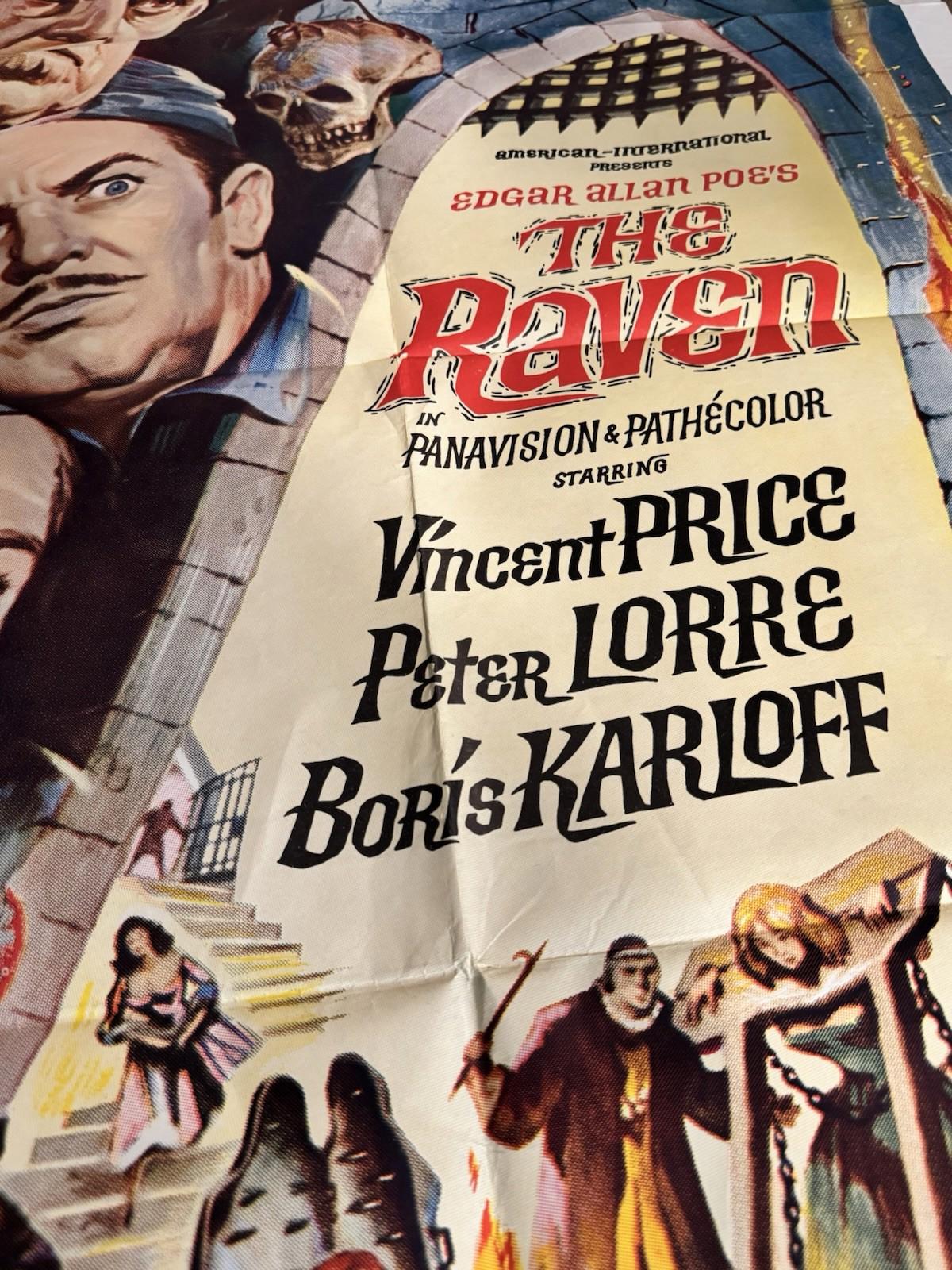 ORIGINAL 1963 THE RAVEN HORROR MOVIE POSTER KARLOFF VINCENT