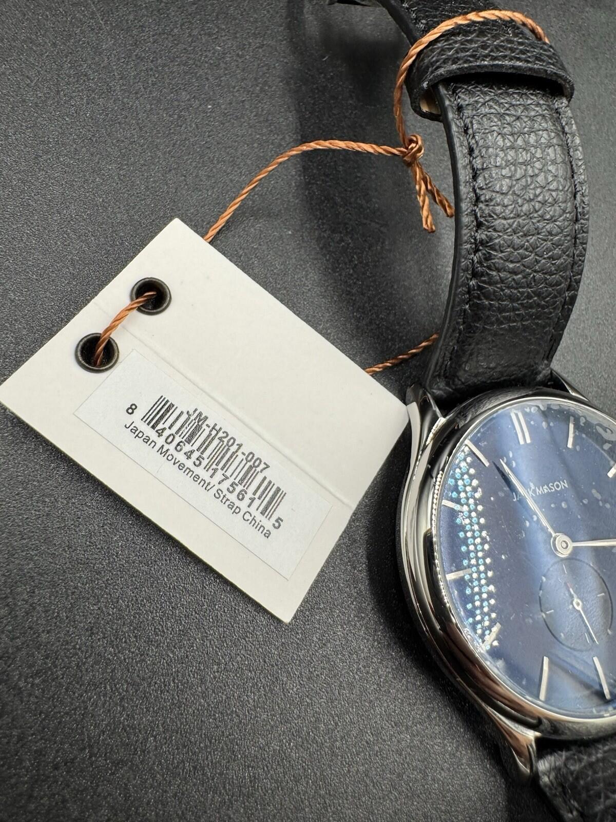 Jack Mason Ellum Watch Naby Blue Black Leather JM-H201-007 Brand New Rare 10ATM