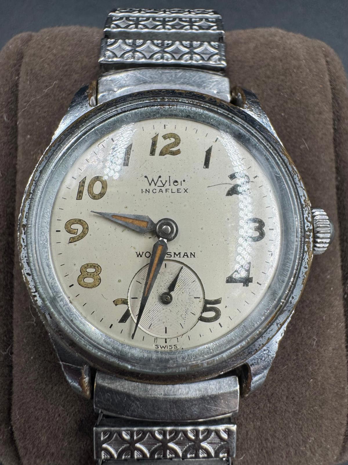 Vintage Wyler Incaflex Woodsman Swiss Manual Wind SubSeconds
