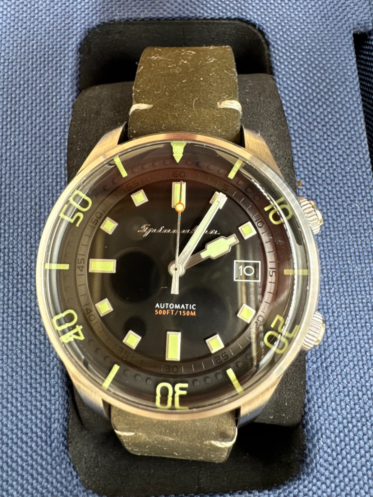 Spinnaker Bradner SP‑5057 Men’s Diver Watch Ink Black Automatic Leather Box Exce