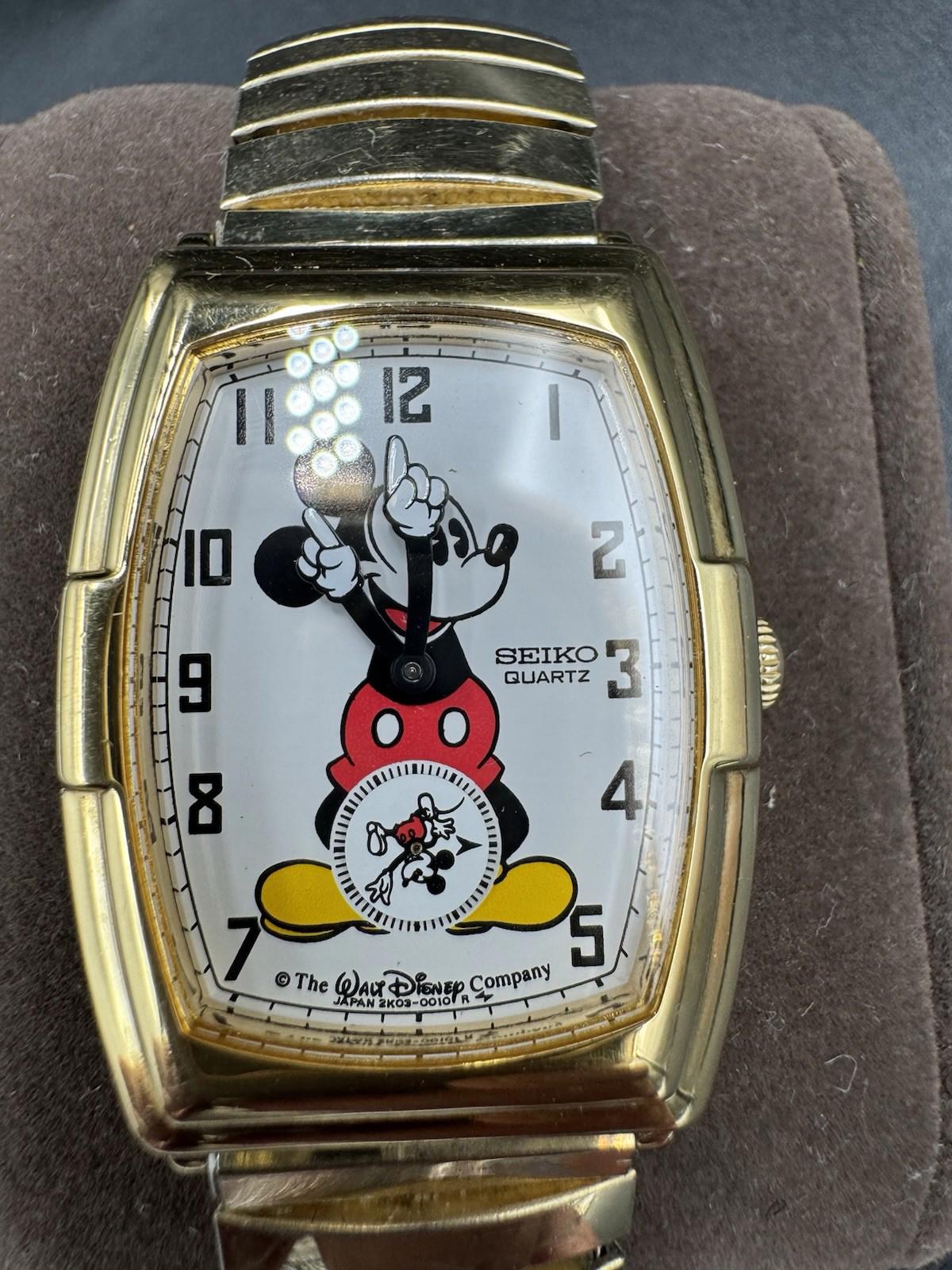 Seiko 80’s Vintage Mickey Mouse Watch 2K03-5019 Twist-O-Flex with New Battery VG