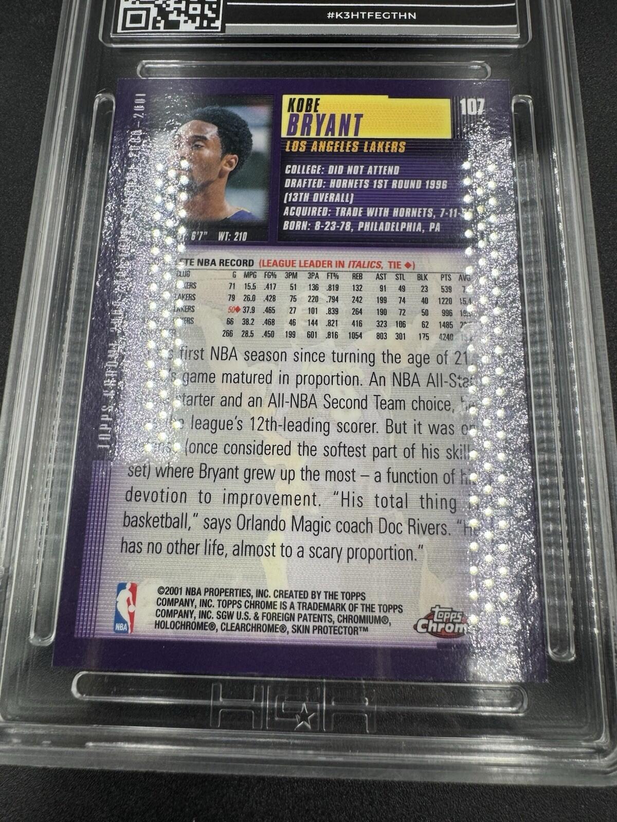 2000 Topps Chrome Kobe Bryant #107 HGA 9 Mint Grade Los Angeles Lakers Purple 8