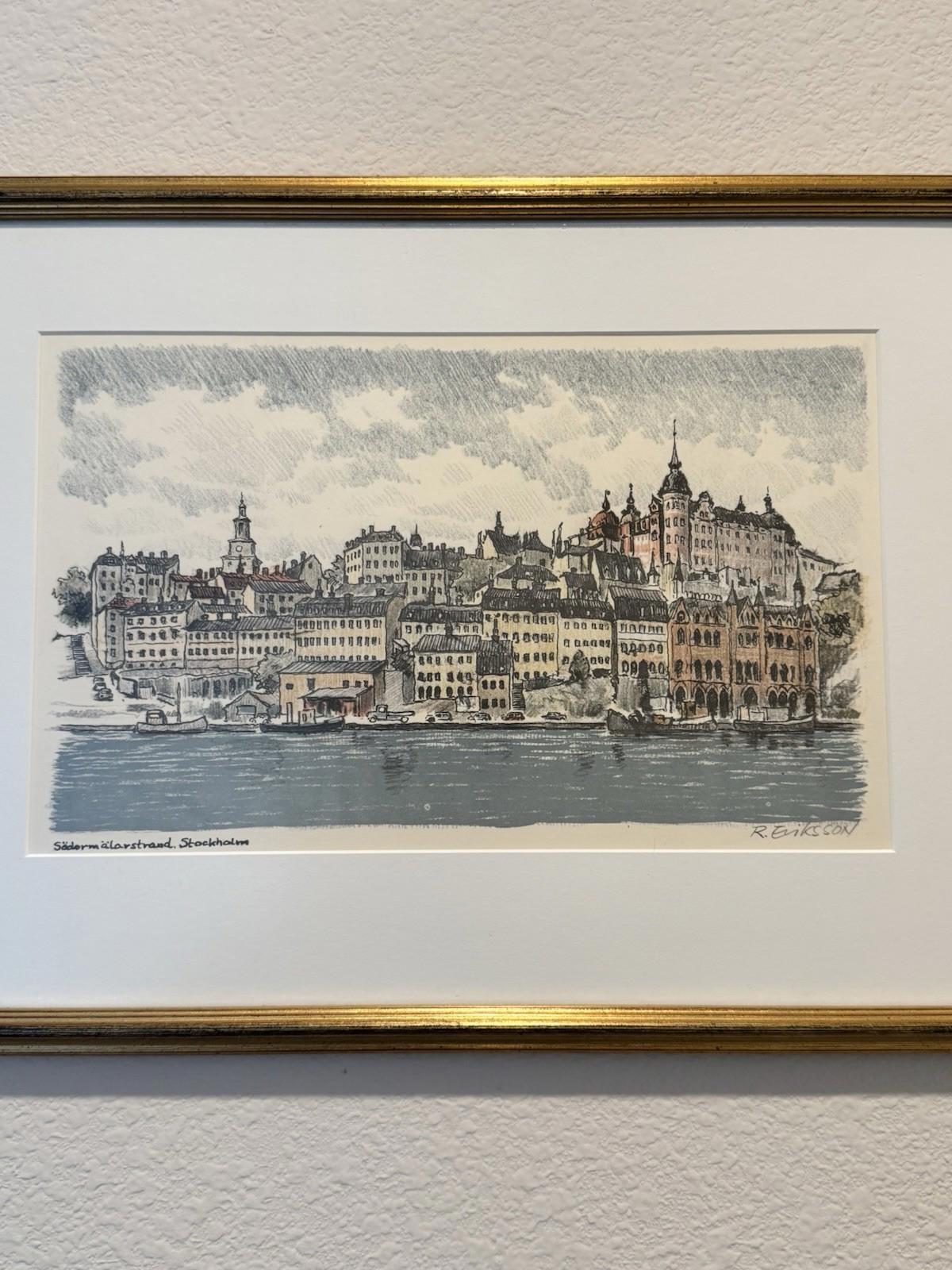 Cityscape Of Stockholm Söder Mälarstrand Signed R Eriksson