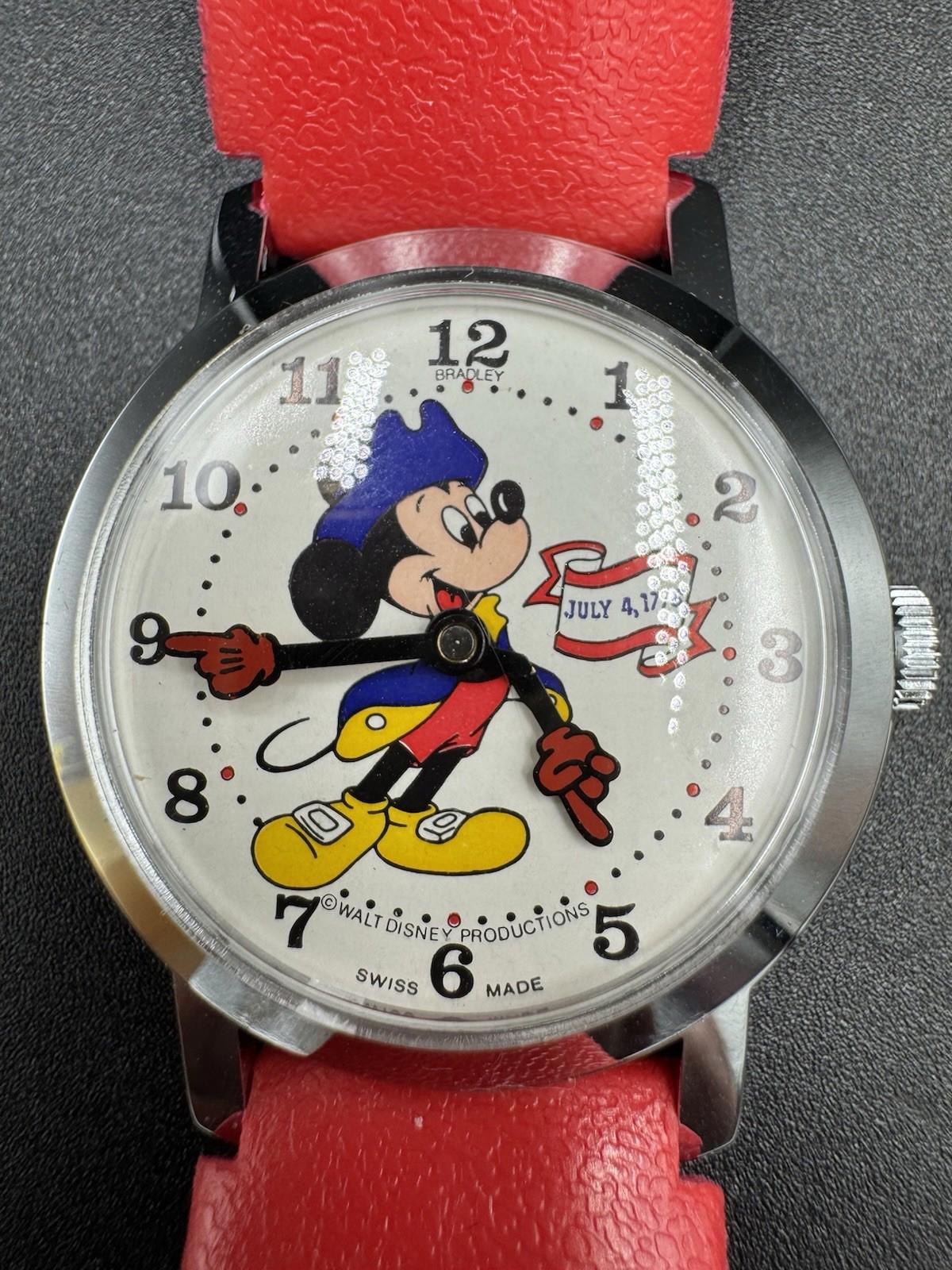 Bradley Mickey Mouse Bicentennial Watch 1976 Swiss In Box Commemorative Edition