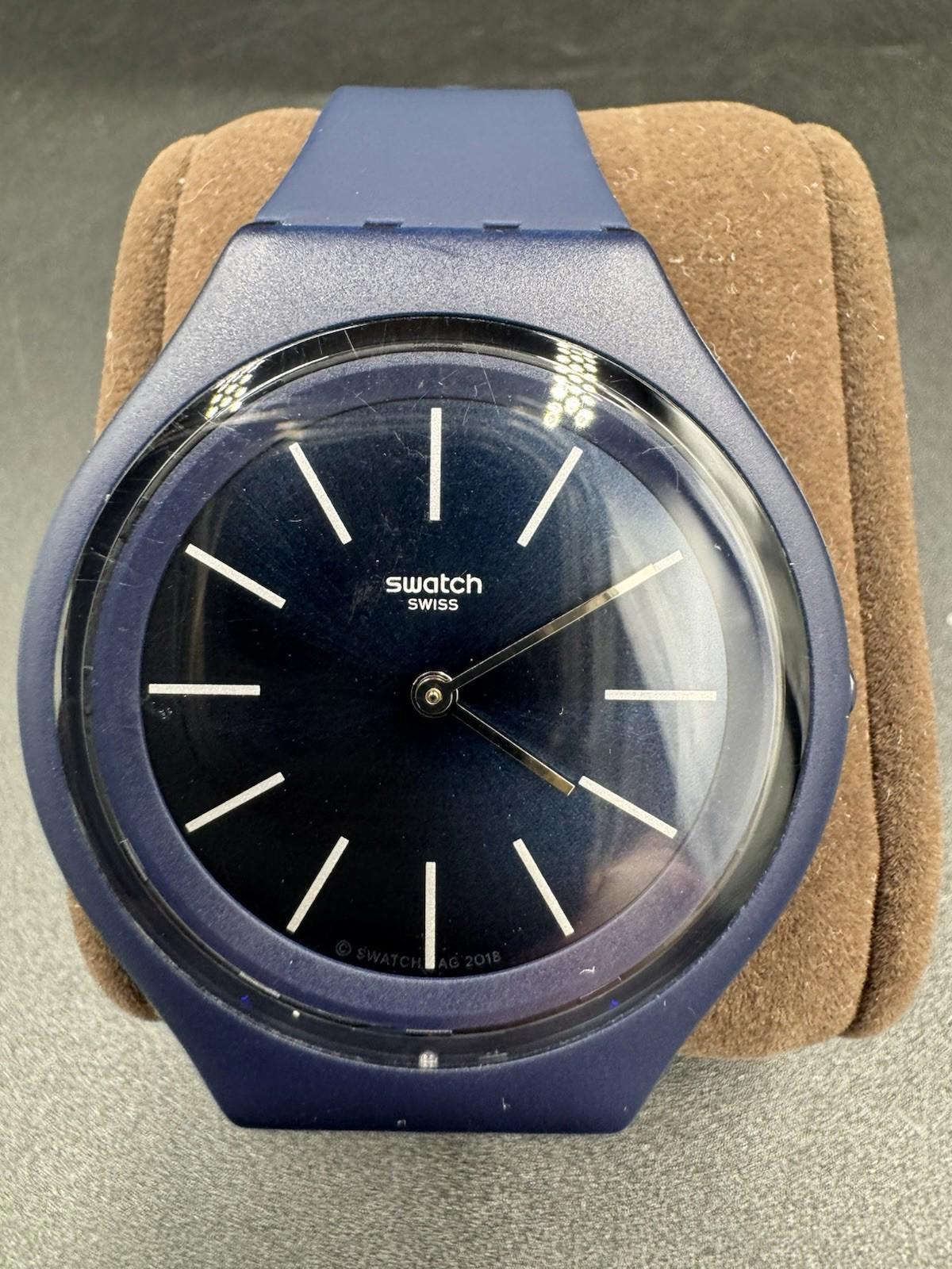 Swatch AG 2018 Blue Gent Quartz Watch New Battery Running Excellent Condition NM