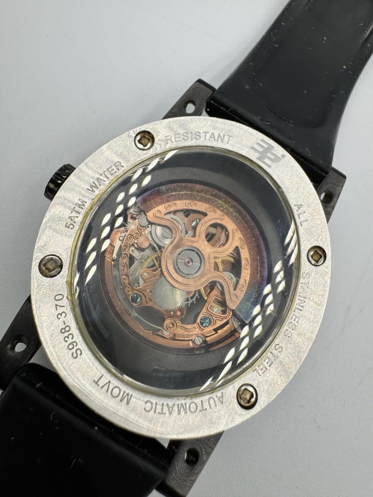 32 DEGREES Automatic Movement Floating Goldtone Skeleton