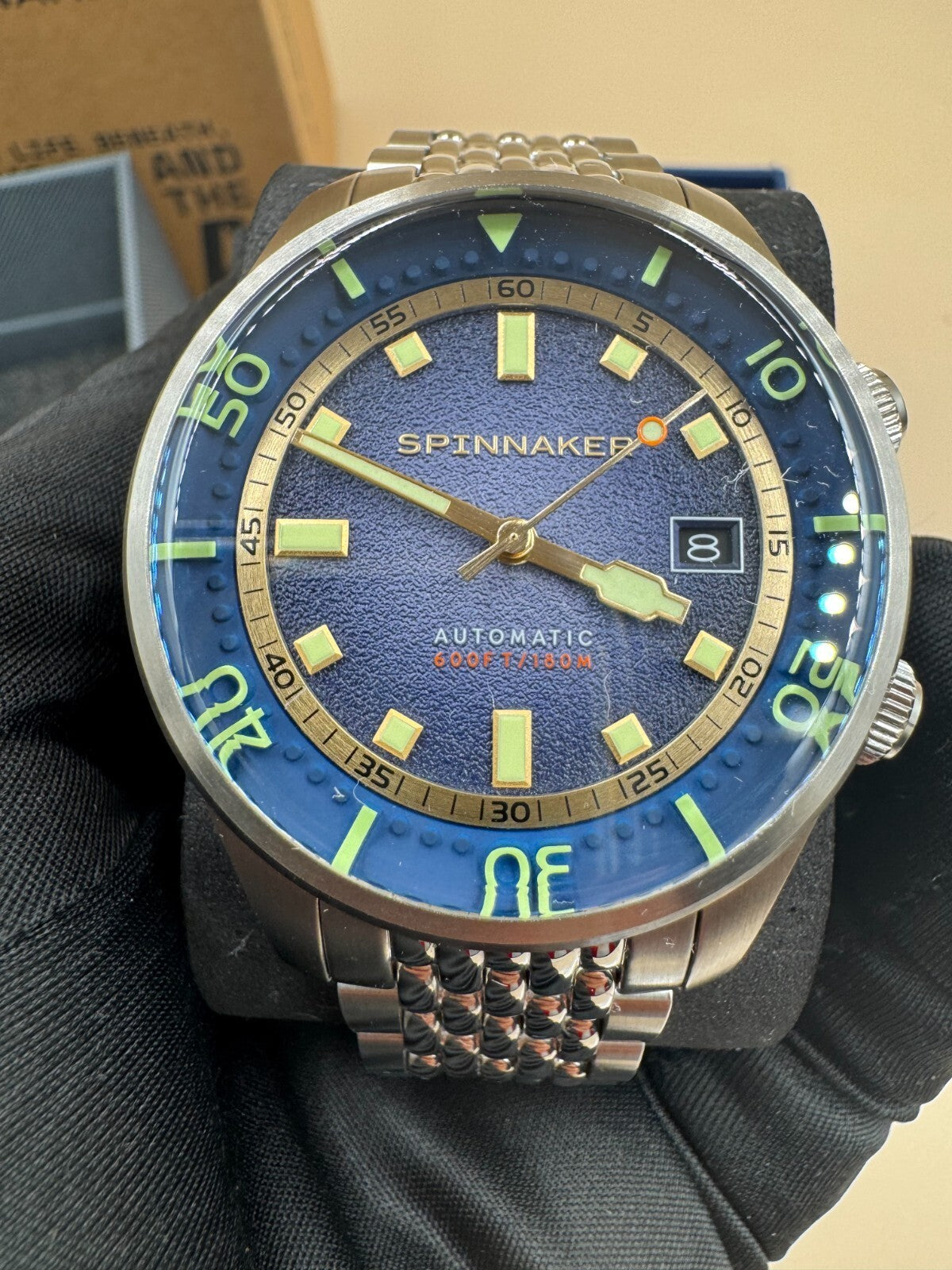 Spinnaker Bradner SP-5062-22 Pacific Blue Men's Automatic Dive Watch Box &Papers