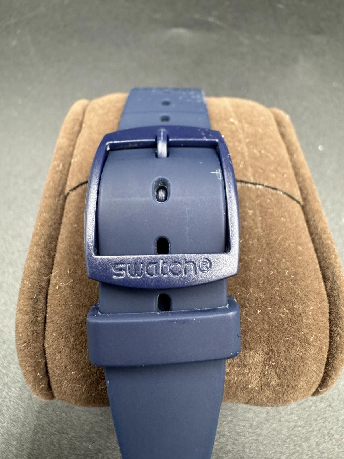 Swatch AG 2018 Blue Gent Quartz Watch New Battery Running Excellent Condition NM