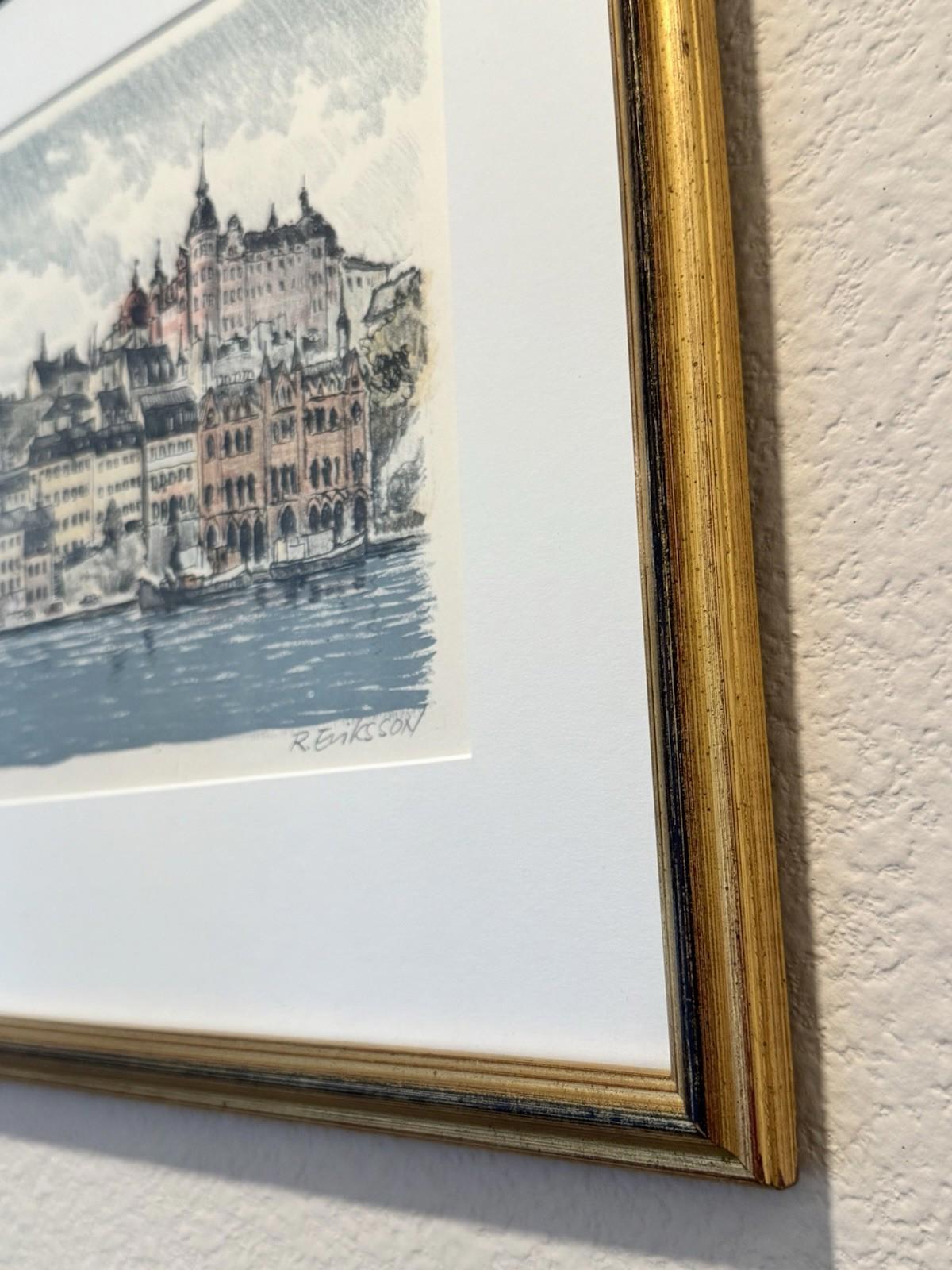 Cityscape Of Stockholm Söder Mälarstrand Signed R Eriksson