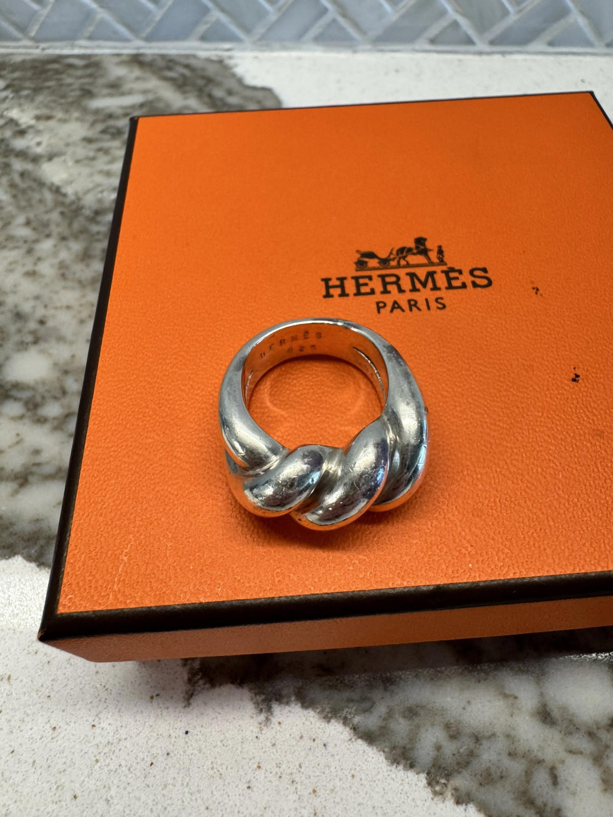 Hermes Paris Ring Torsade - US Size 7.5 - SV925 - Used - VG