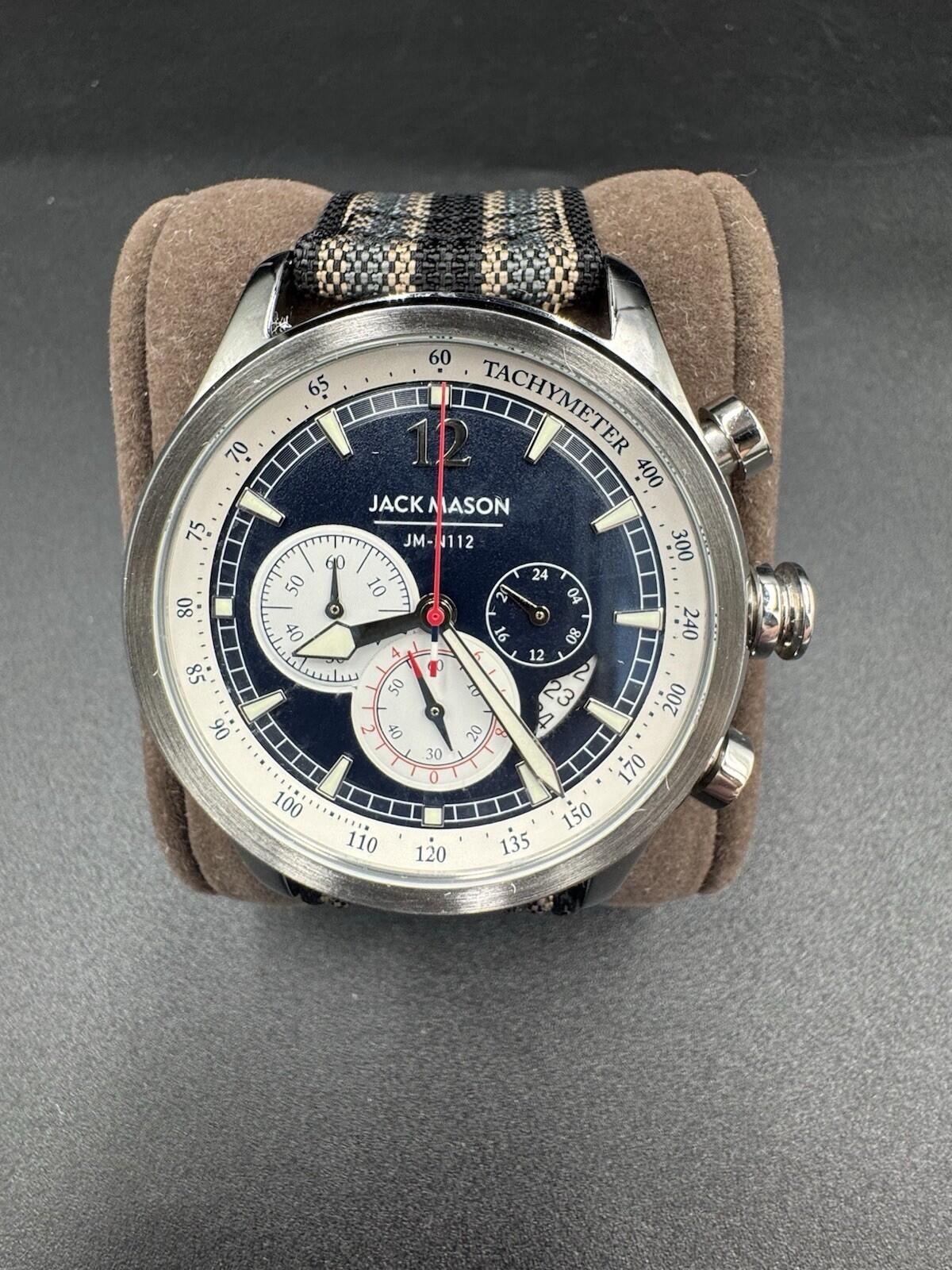 Jack Mason Nautical Chronograph Watch JM-N112-009 Blue and White Dial 42mm - VG+