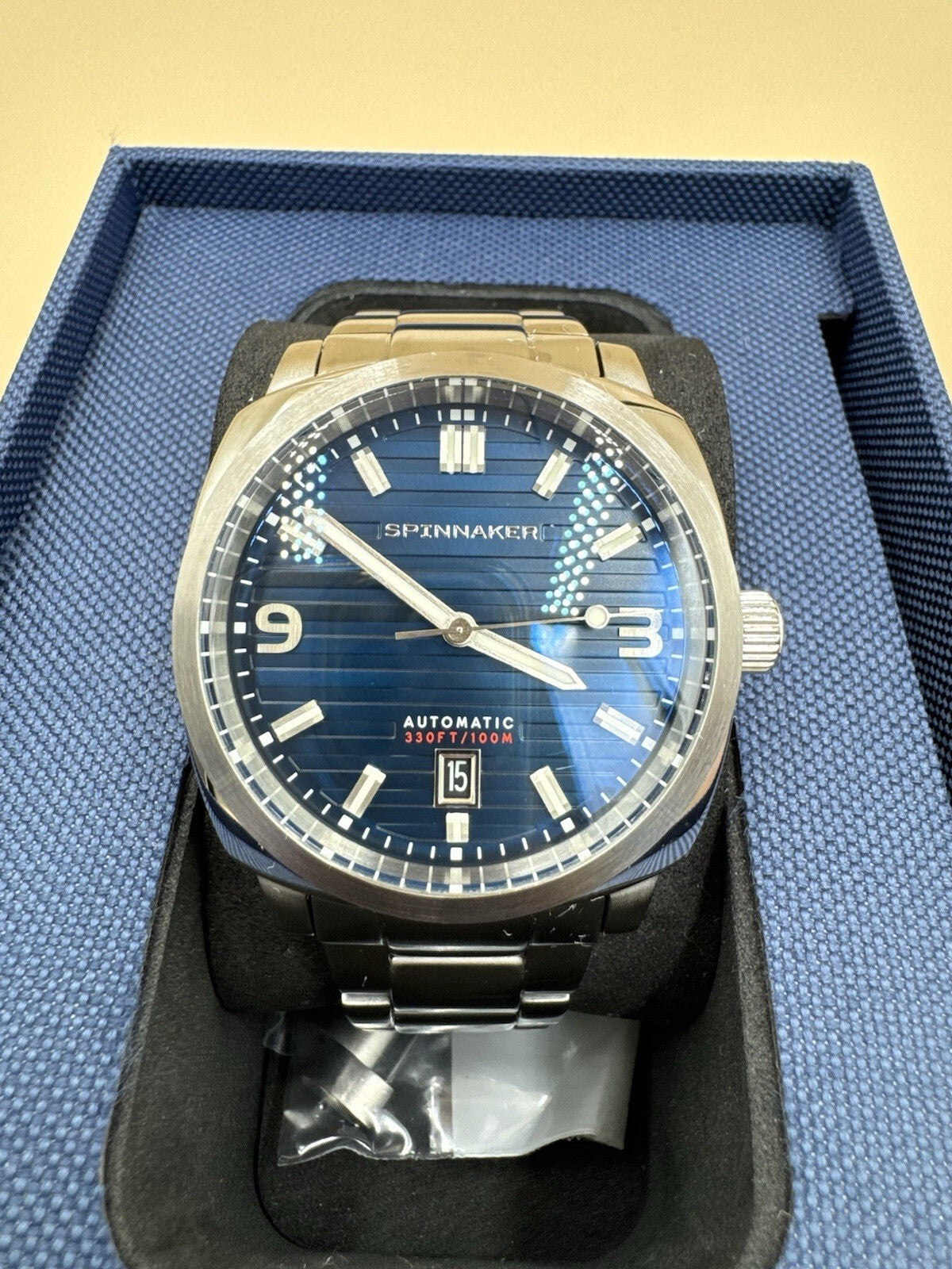 Spinnaker Hull Riviera SP-5073-22 Automatic 42mm Aegean Blue Steel Bracelet Box