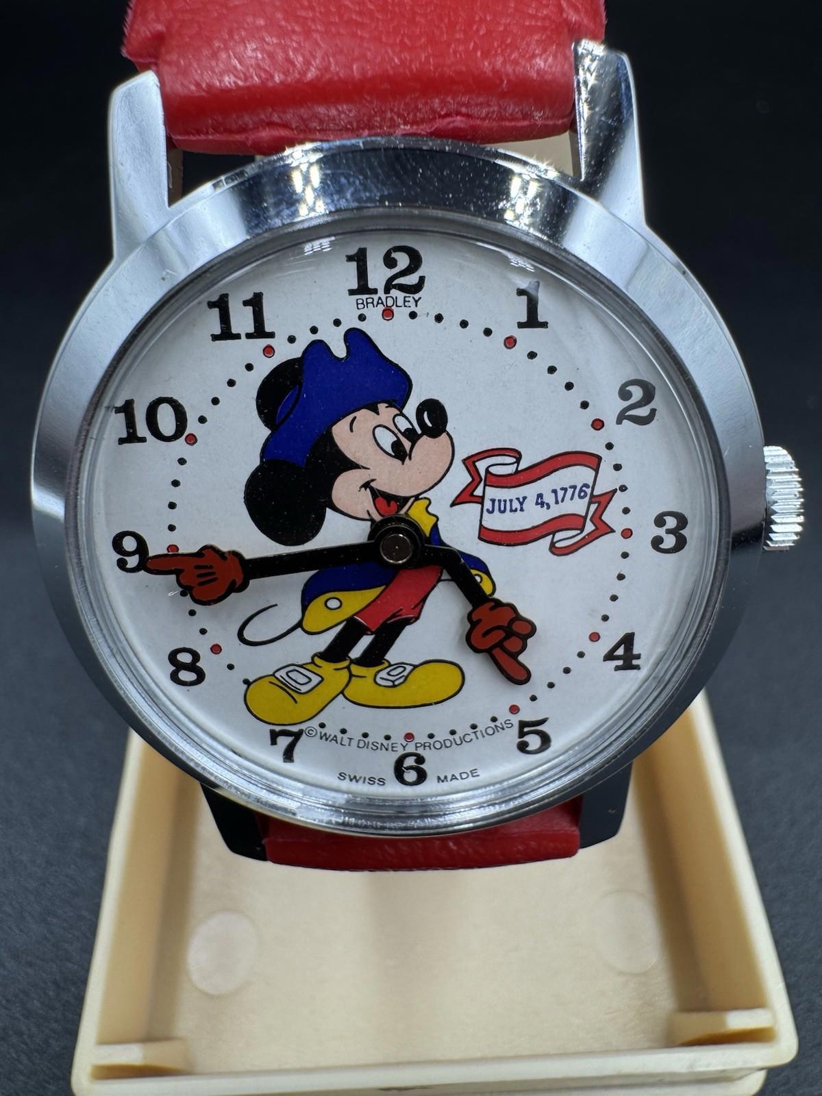 Bradley Mickey Mouse Bicentennial Watch 1976 Swiss In Box Commemorative Edition
