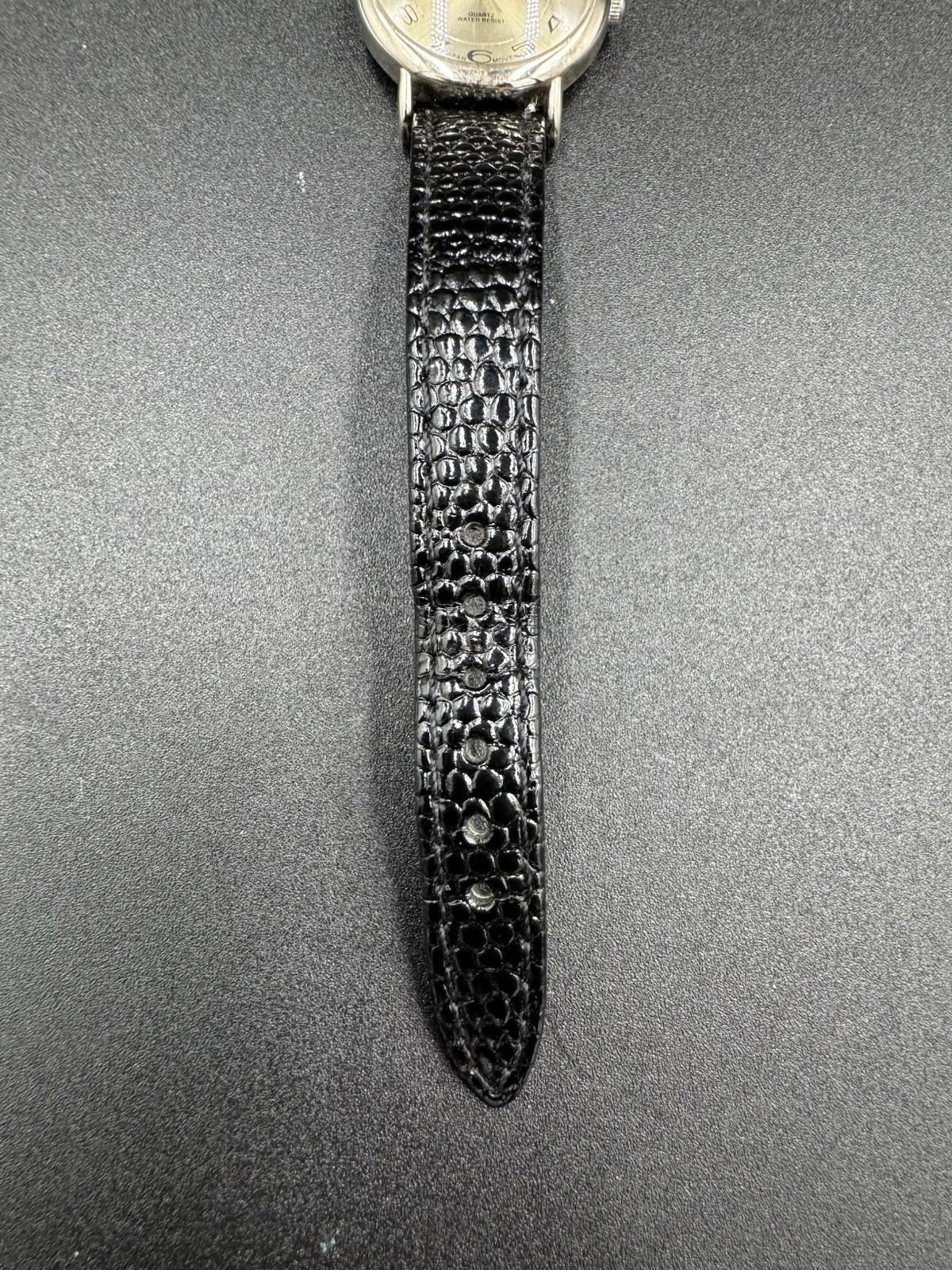 Vintage Collezio Ladies Quartz Watch Gold Dial Black Lizard Strap Japan Movement