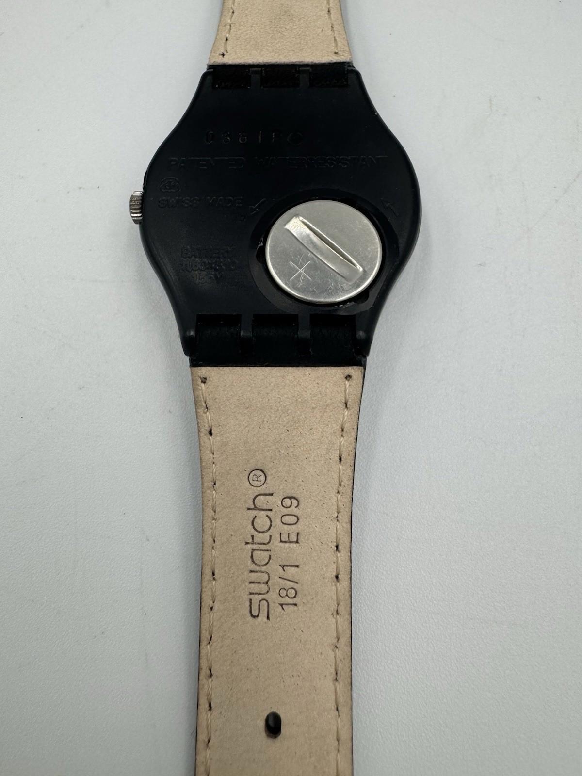 Swatch Watch Blue Tune GX119 Leather 34mm 1990 unisex New