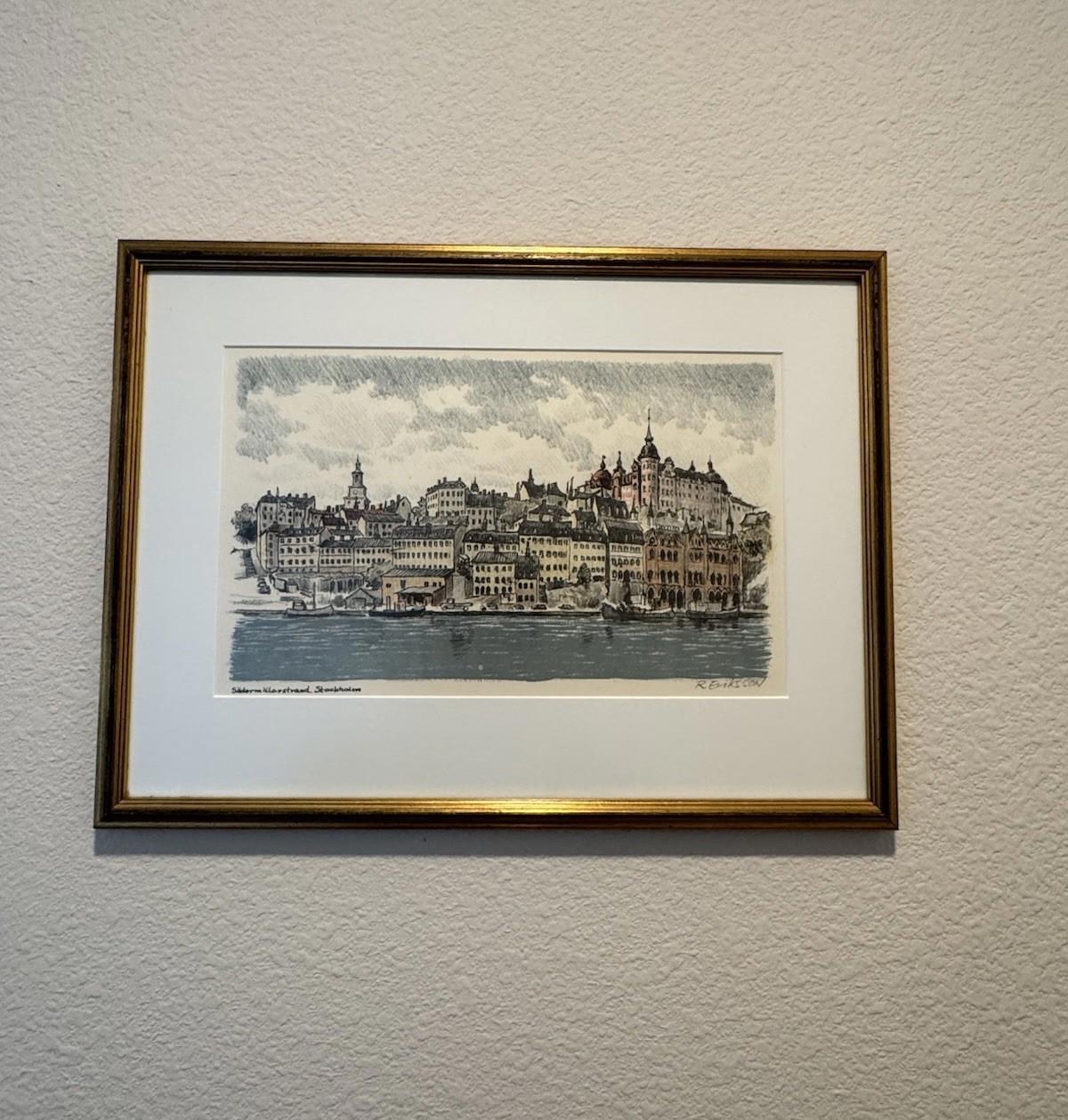 Cityscape Of Stockholm Söder Mälarstrand Signed R Eriksson