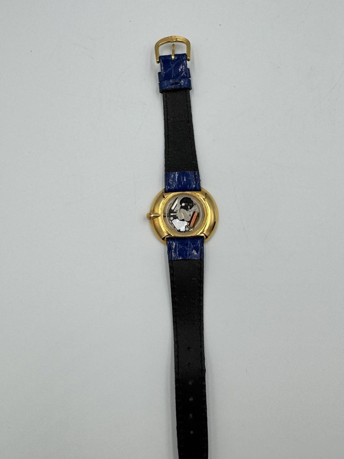 Jacques Farel Blue Gold Ladies Watch Japan Movement Leather