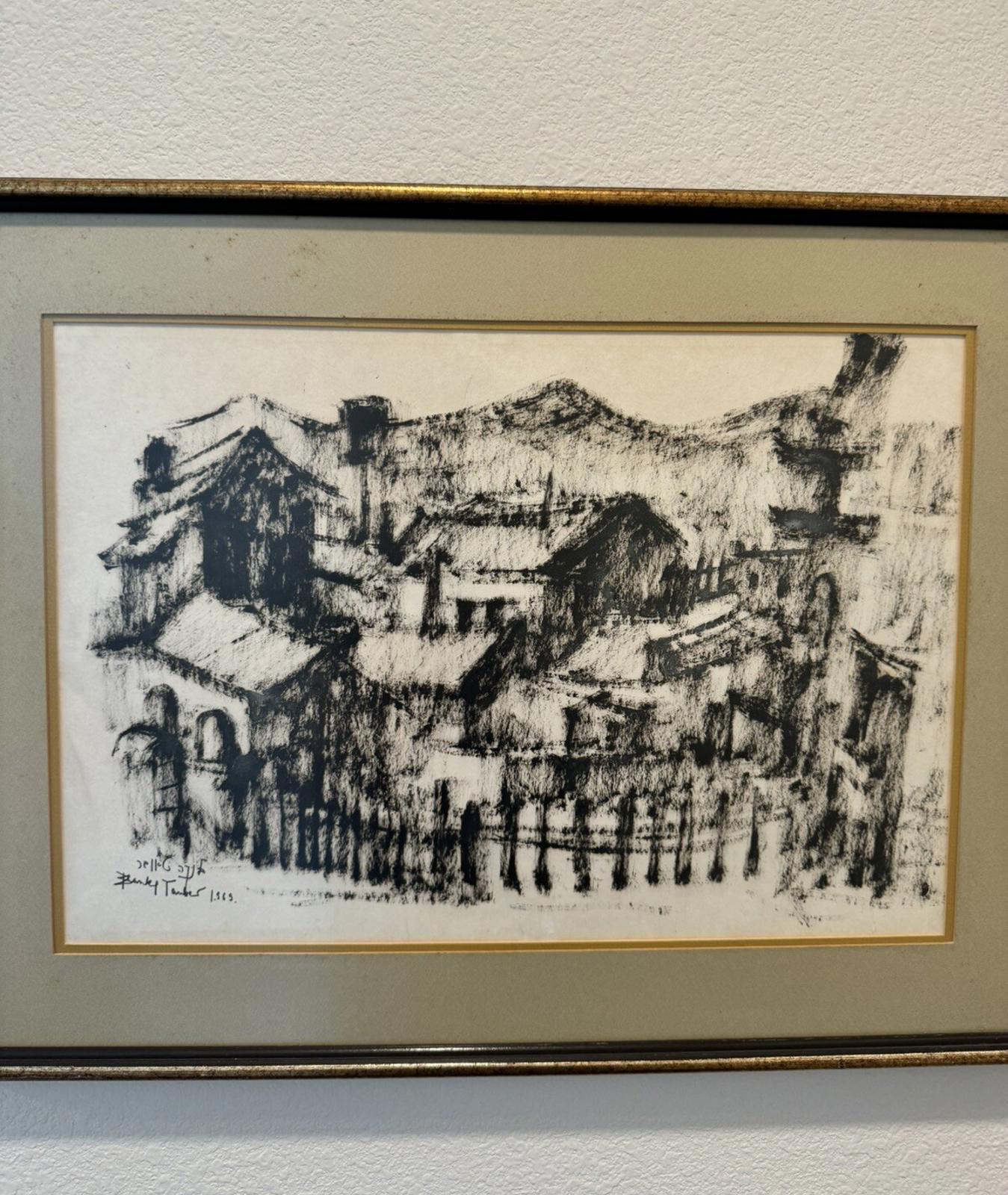 Blanka Tauber - Pastel on Paper City of Safed Houses 1969