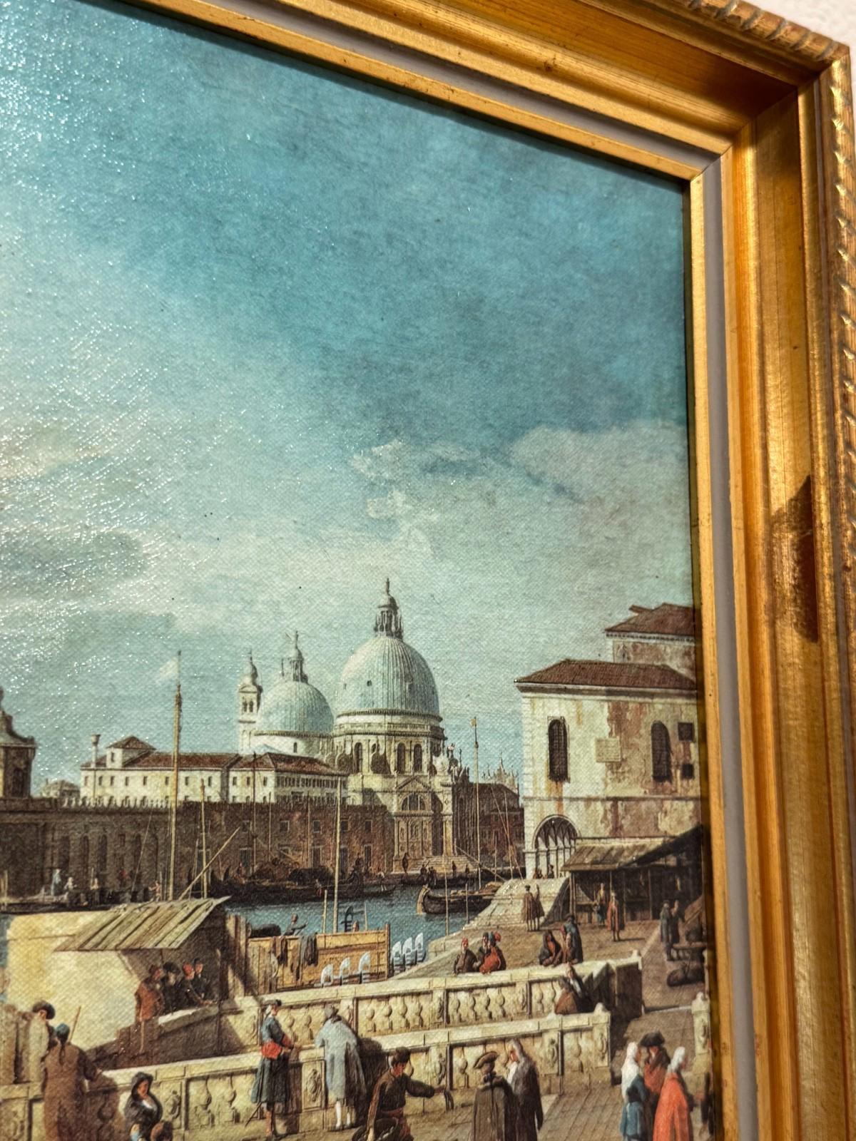 Vintage Framed Canaletto Reproduction Print The Quay of the Piazzetta Venice VG+