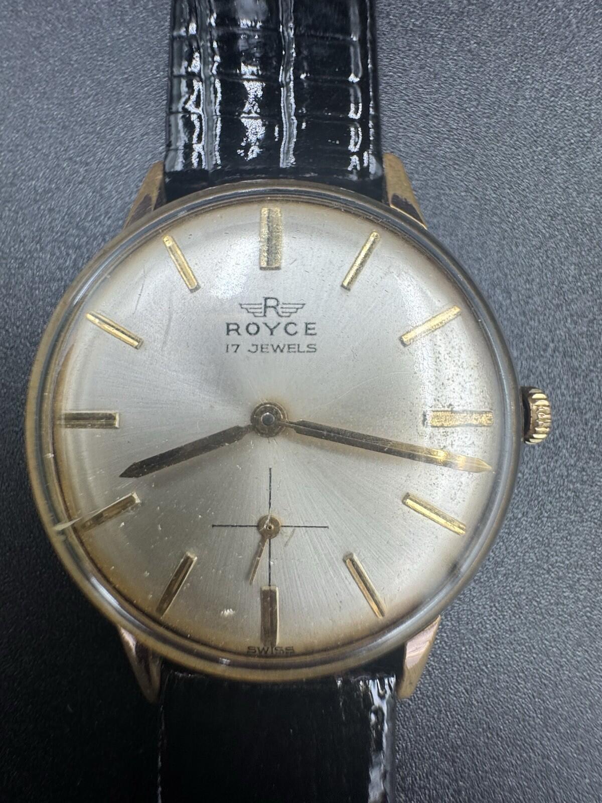Vintage Royce 17 Jewels Automatic Watch Gold Case Swiss Made – Original Box Srvc