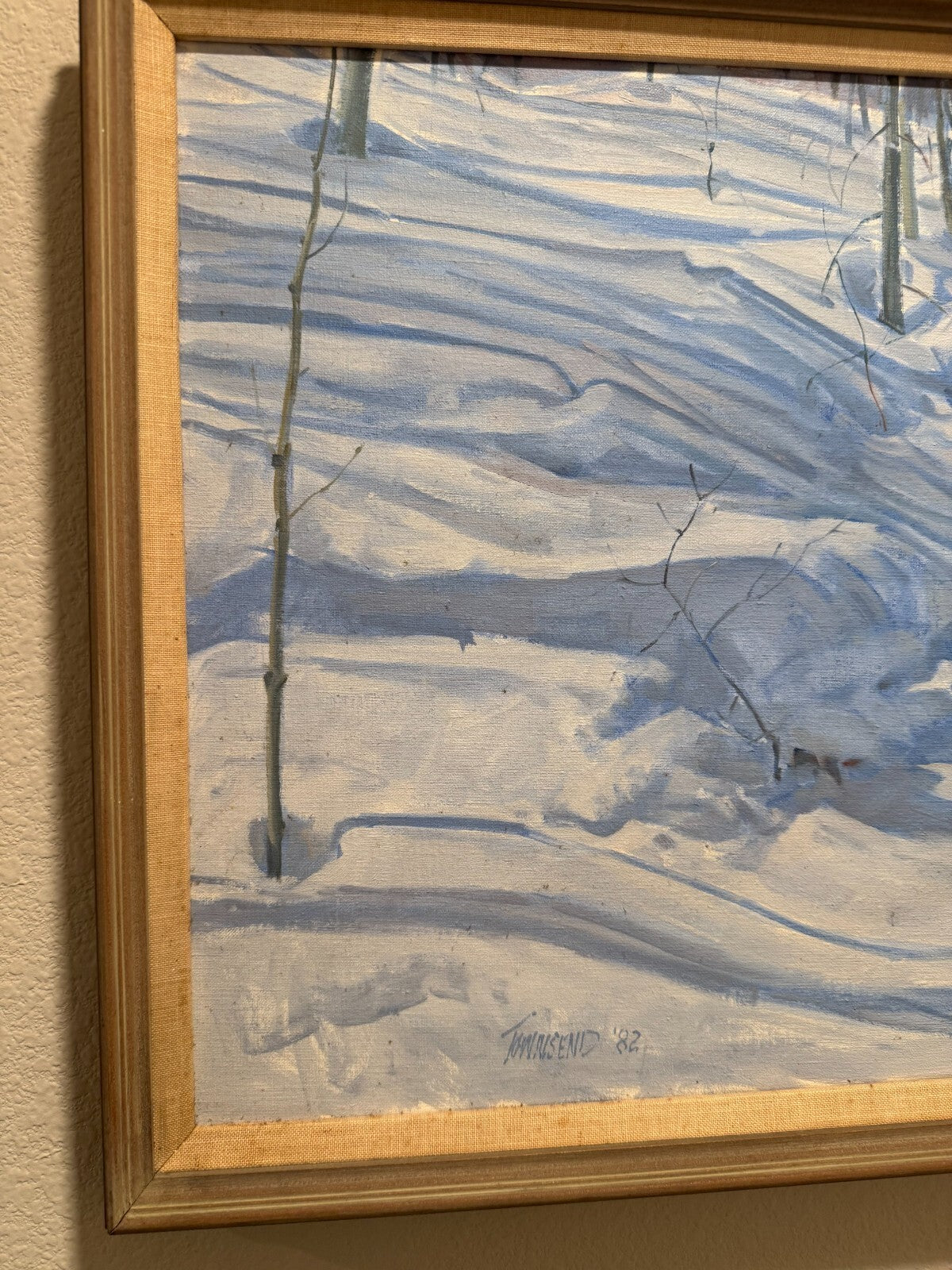 Townsend 1982 Oil Painting Winter Forest Snow Landscape Signed Canvas - Very Goo