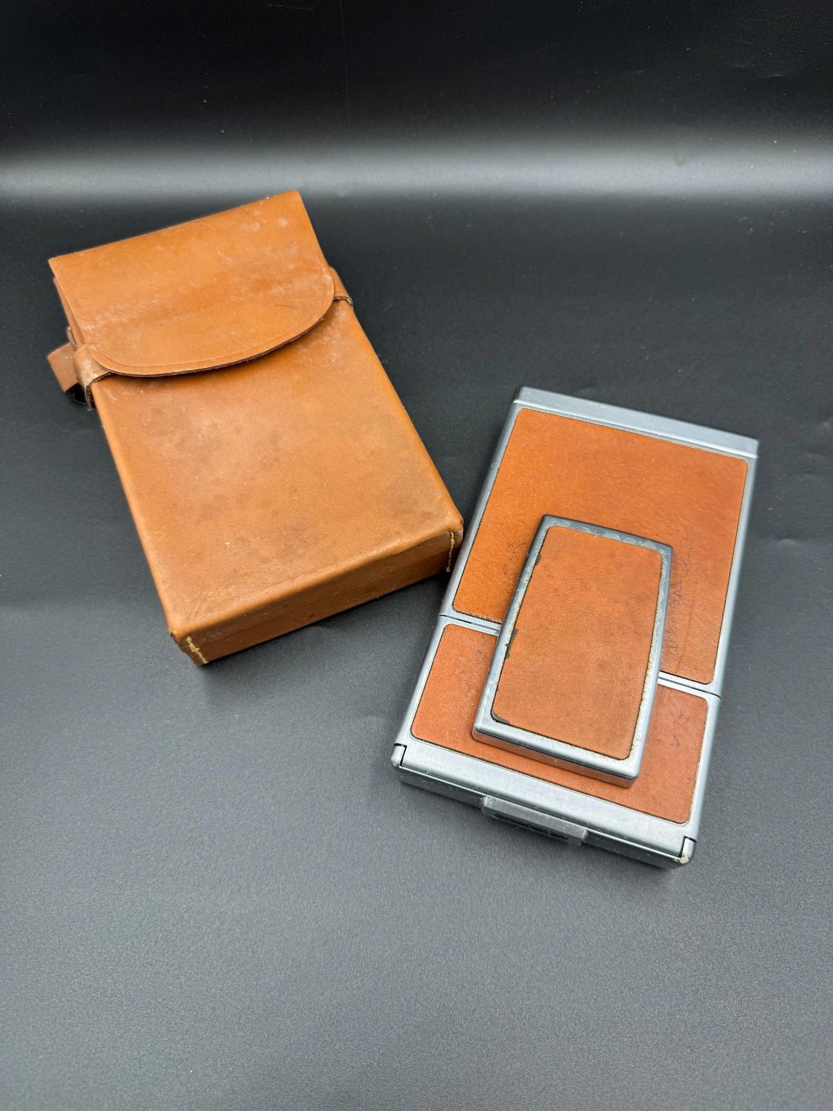 Polaroid SX-70 Instant Land Camera Silver and Tan Brown w/ Leather Case Untested