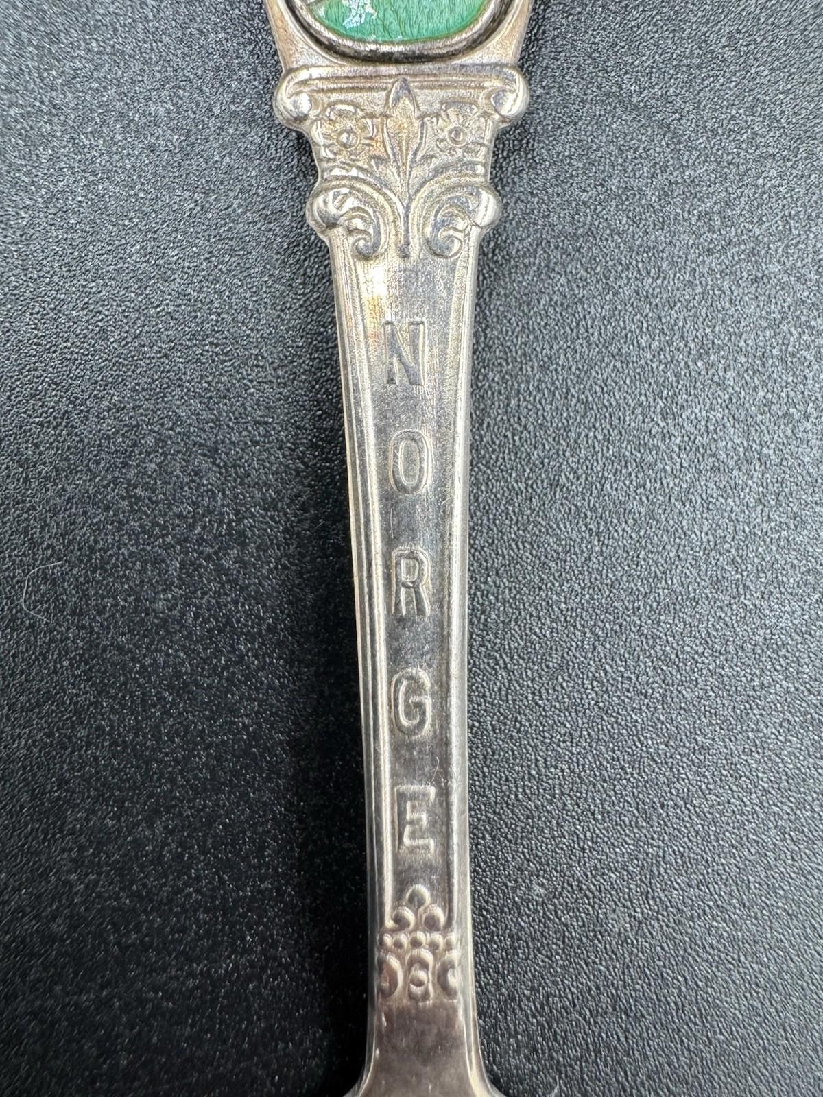 Vintage Norge Norwegian Enamel Souvenir Spoon Silver Plated