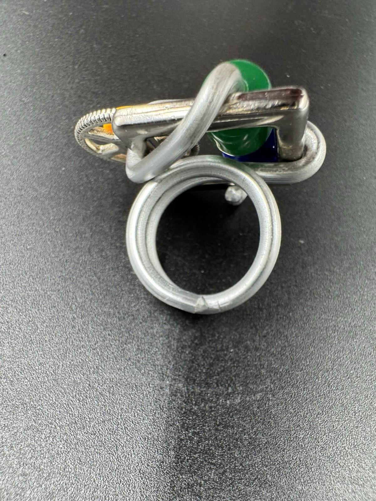 Handmade Bauhaus Inspired Aluminum Puzzle Ring Argentine Designer Multi Color NM
