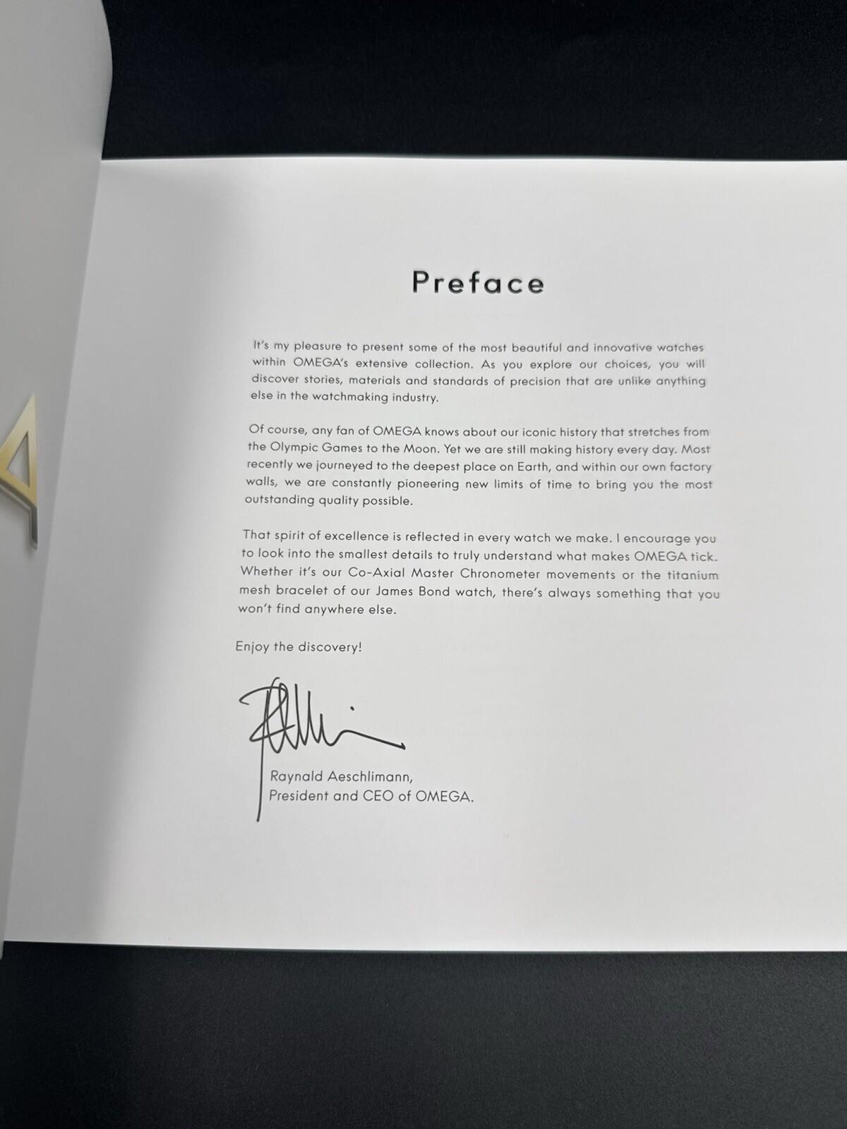2026 Omega - Essence of Omega - White Catalog Book Signed CEO Preface New Dirty