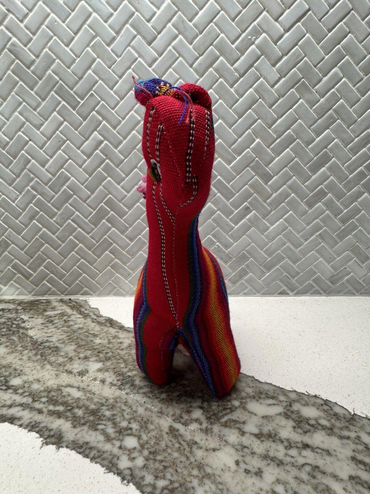 Handmade Guatemalen / Salvadorian Stuffed Llama Toy Striped